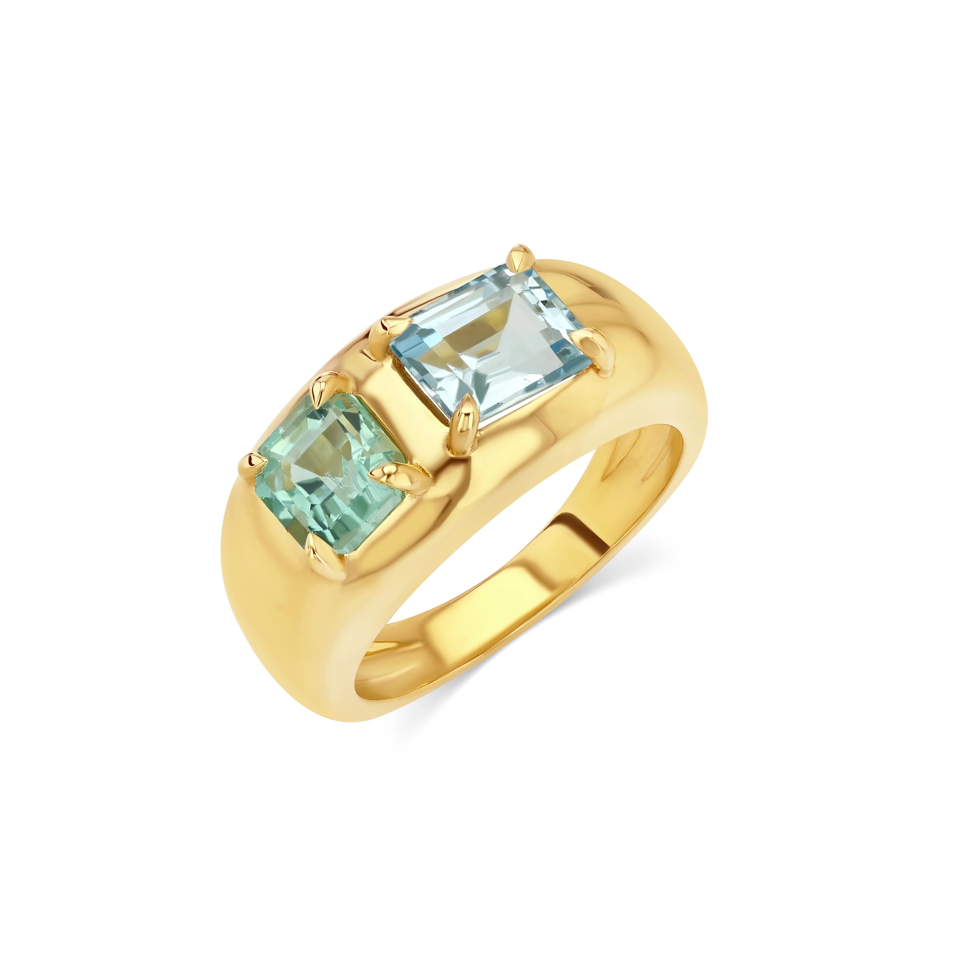 Toi et Moi Beryl and Aquamarine Cloud Ring