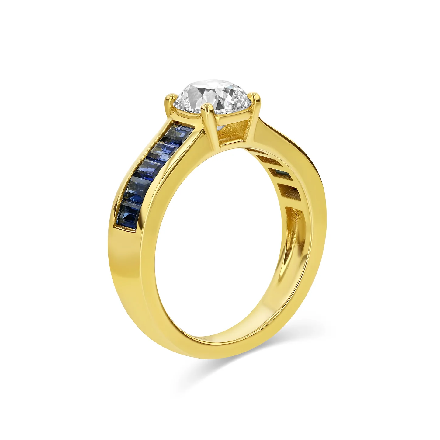1.16ct Old Mine Lab Diamond and Sapphire Millay Ring - Image 3