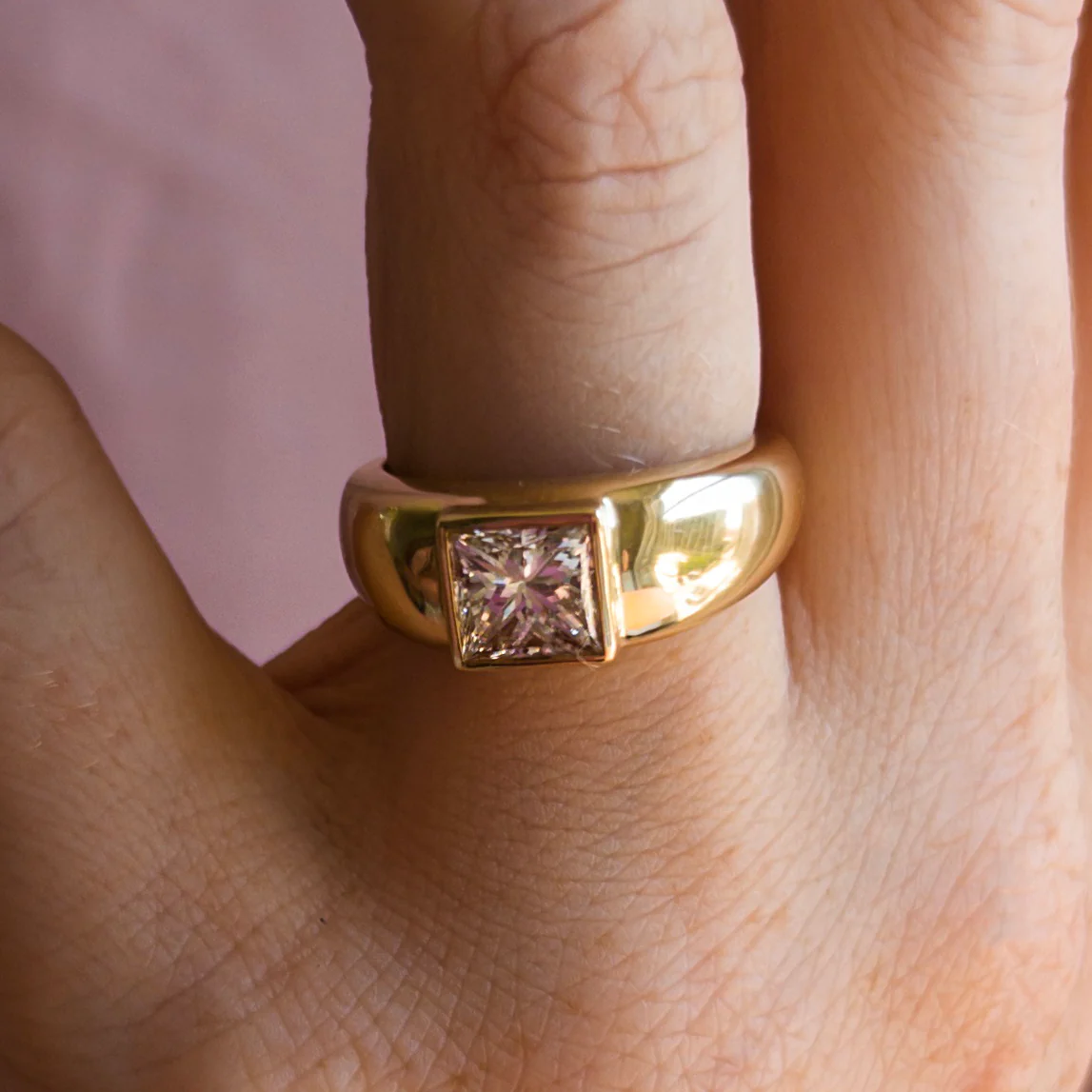 1.21ct Princess Cut Diamond Bezel Set Cloud Ring - Image 4