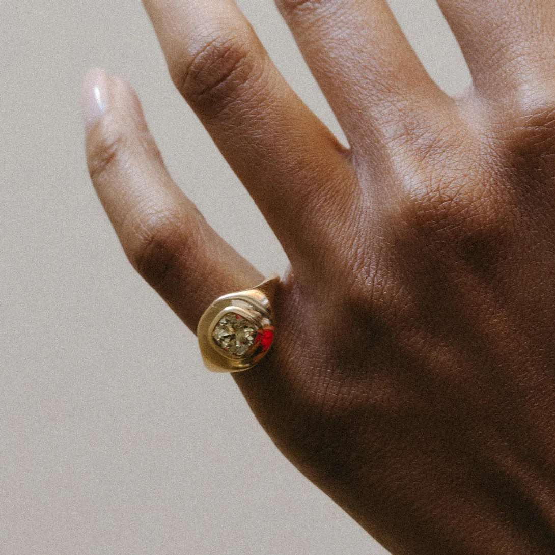 1.54ct Grossular Garnet Ripple Ring - Image 2