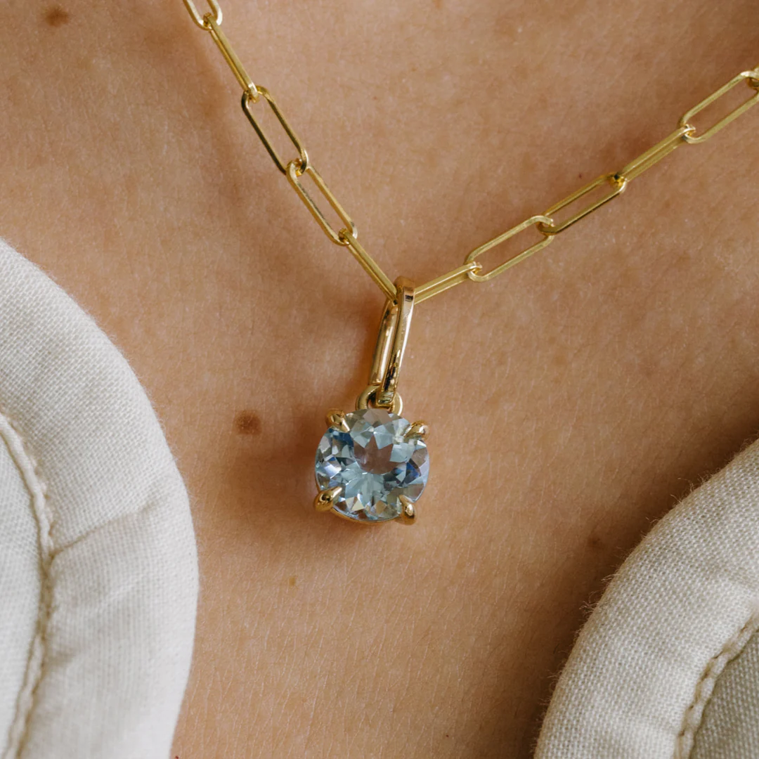 1.65 Aquamarine Round Prong Set Charm - Image 2