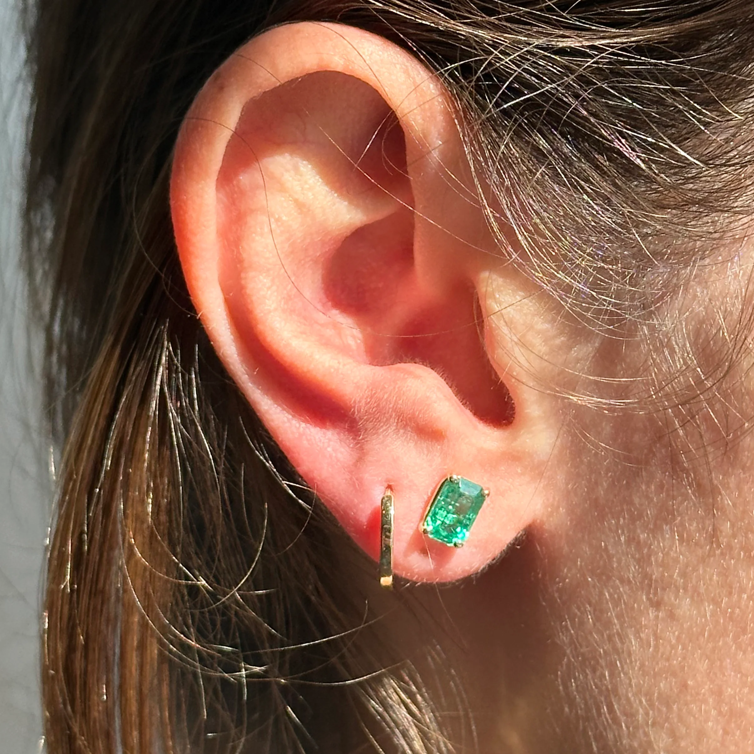 1.75ct Zambian Emerald Prong Set Stud Earrings - Image 3