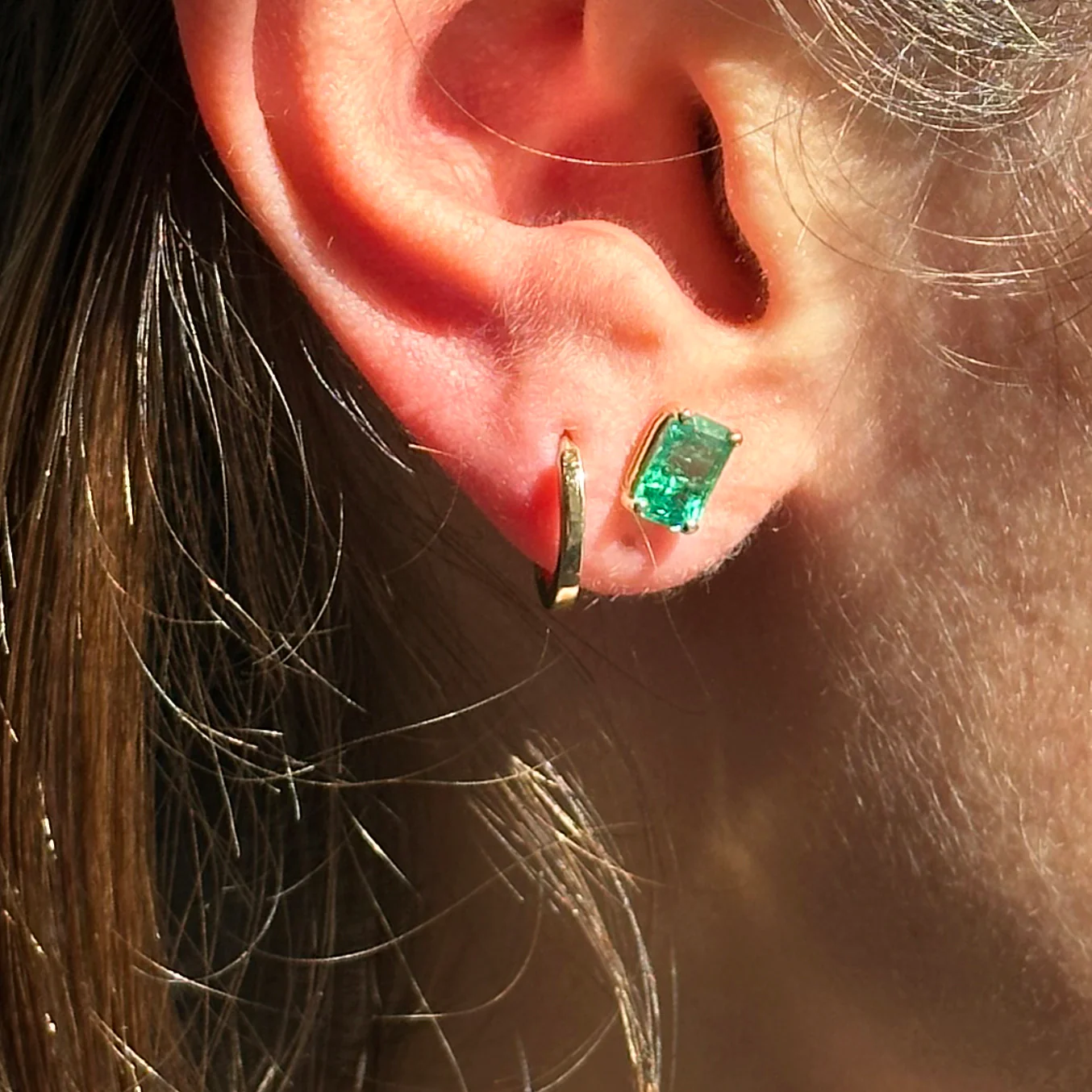 1.75ct Zambian Emerald Prong Set Stud Earrings - Image 4