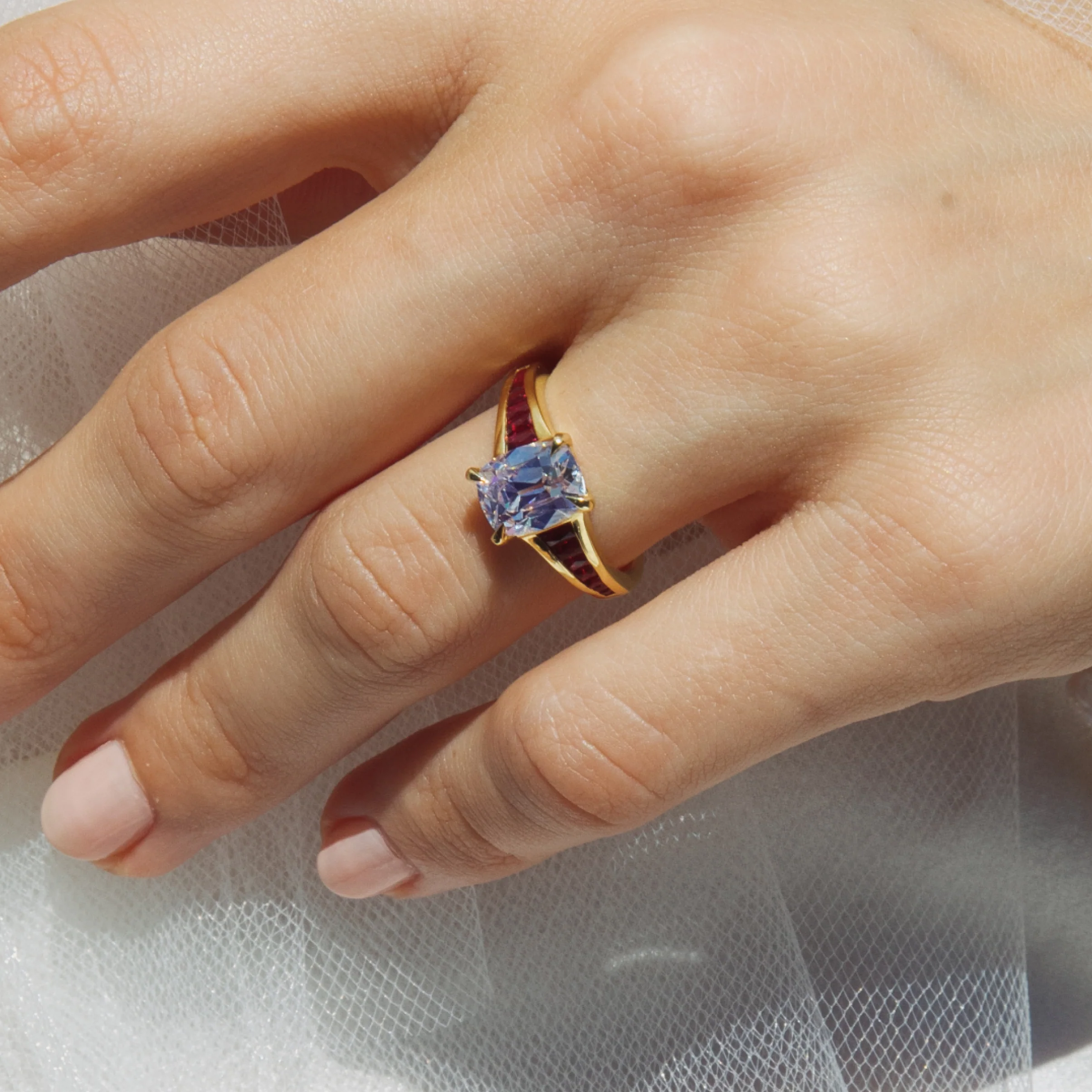 2.21ct Old Mine Cut Diamond & Ruby Millay Ring - Image 5