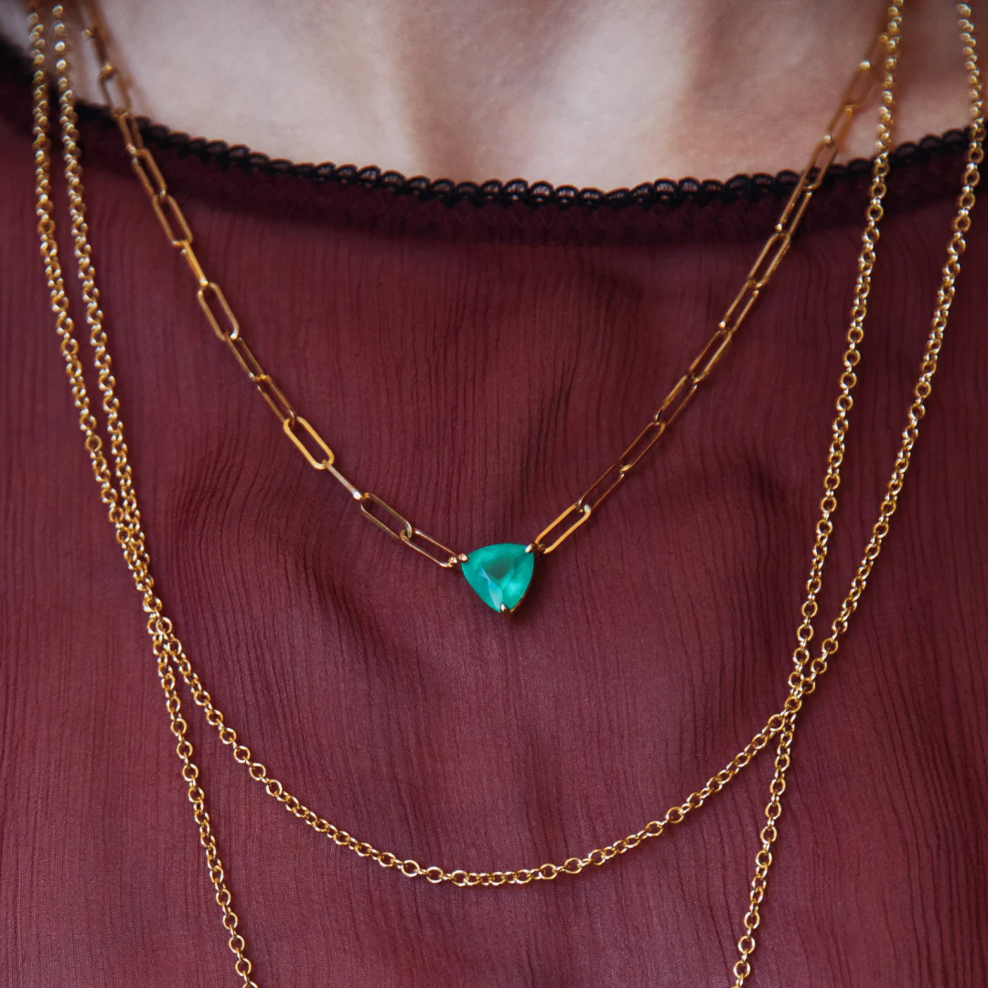 2.36ct Colombian Emerald Trilliant Necklace - Image 3