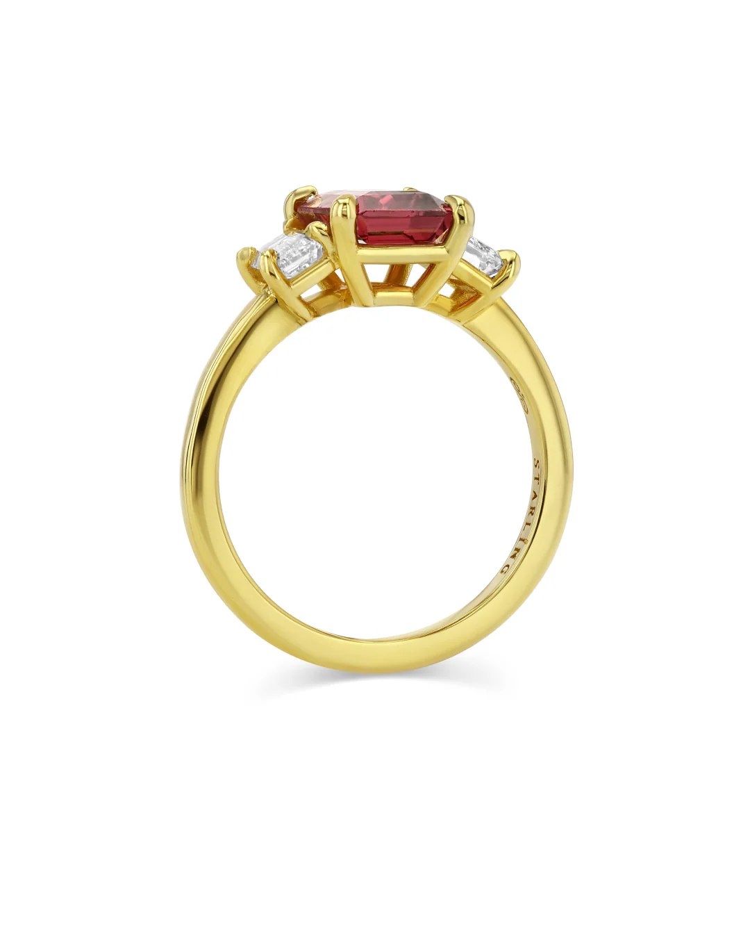 2.67ct Pink Tourmaline & Lab Diamond Three-Stone Ring - Image 3