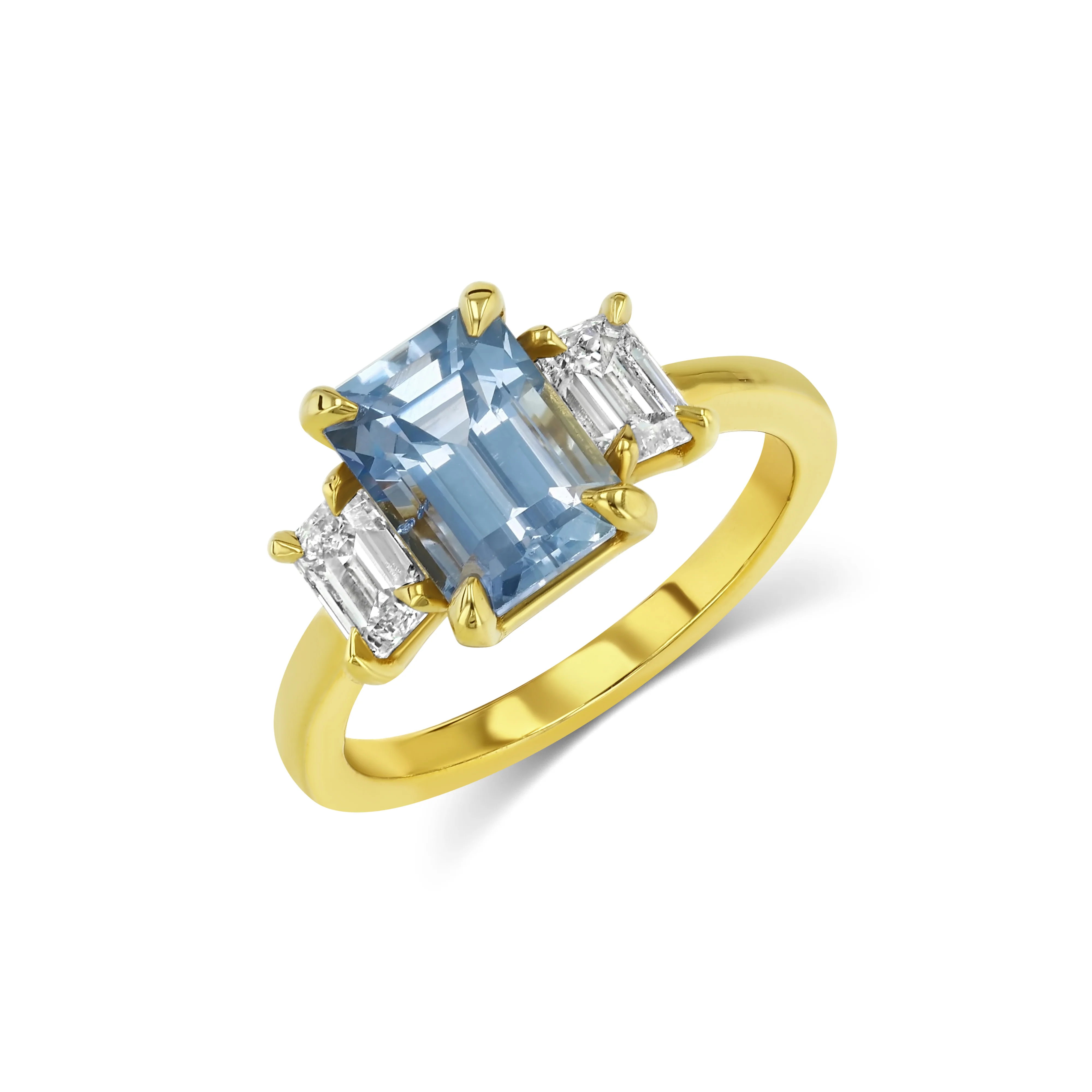 2.67ct Sapphire and Lab Diamond Three Stone Ring