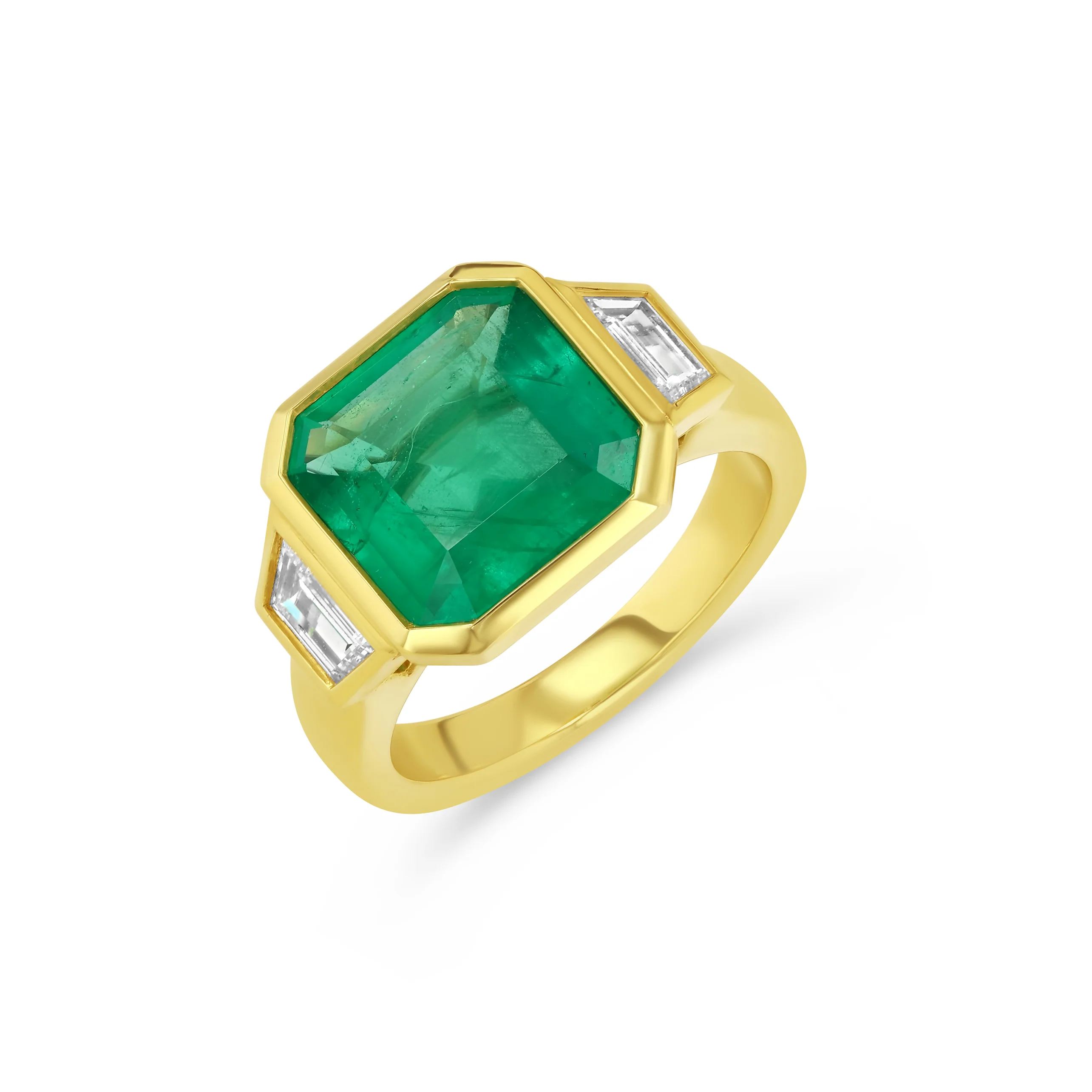 3.49ct Zambian Emerald & Diamond Engagement Ring