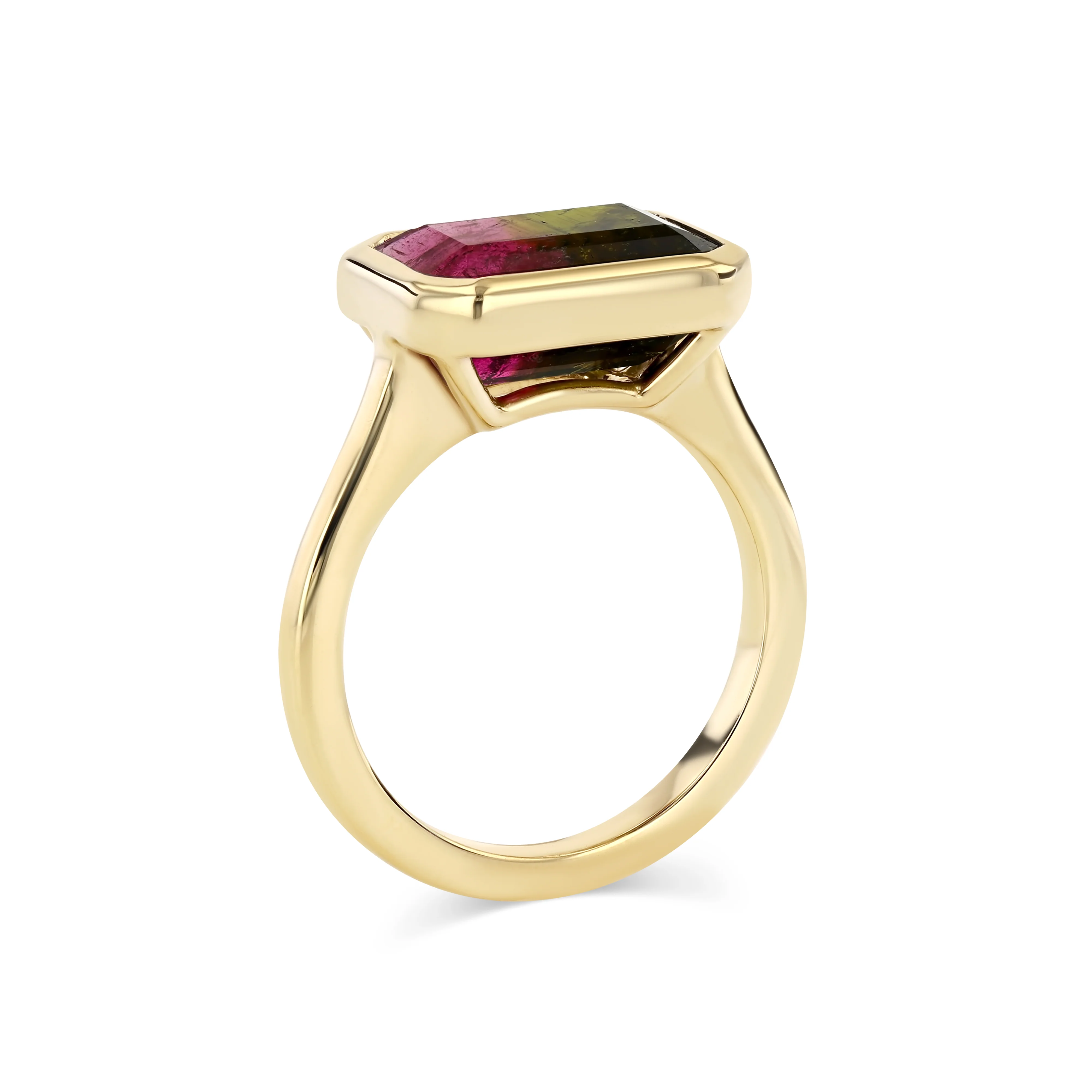 3.70CT WATERMELON TOURMALINE BEZEL RING - Image 3