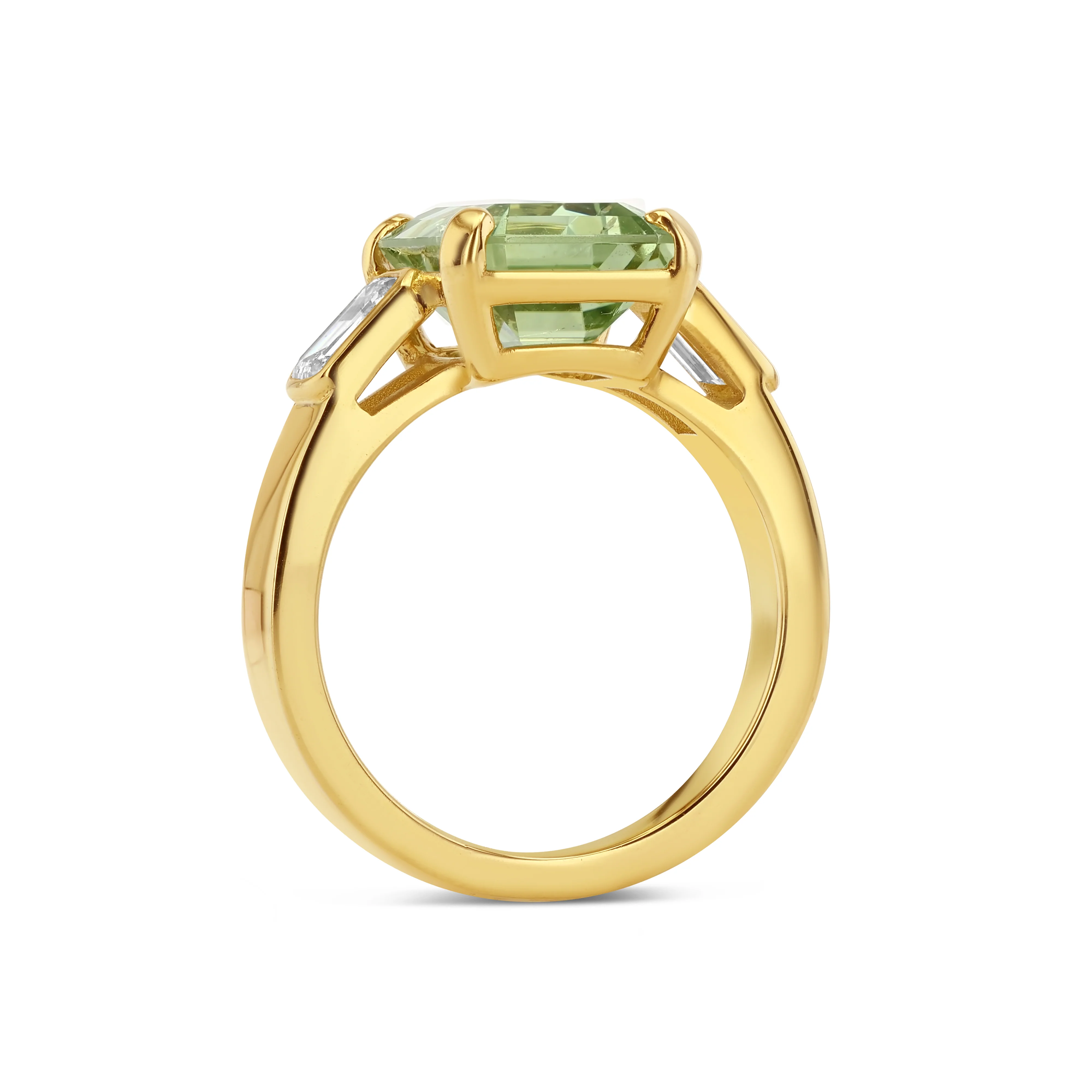 4.18ct Green Tourmaline & Diamond Three Stone Ring - Image 2
