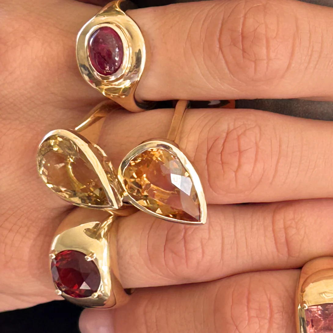 7.93ct Tilted Pear Citrine Bezel Ring - Image 4