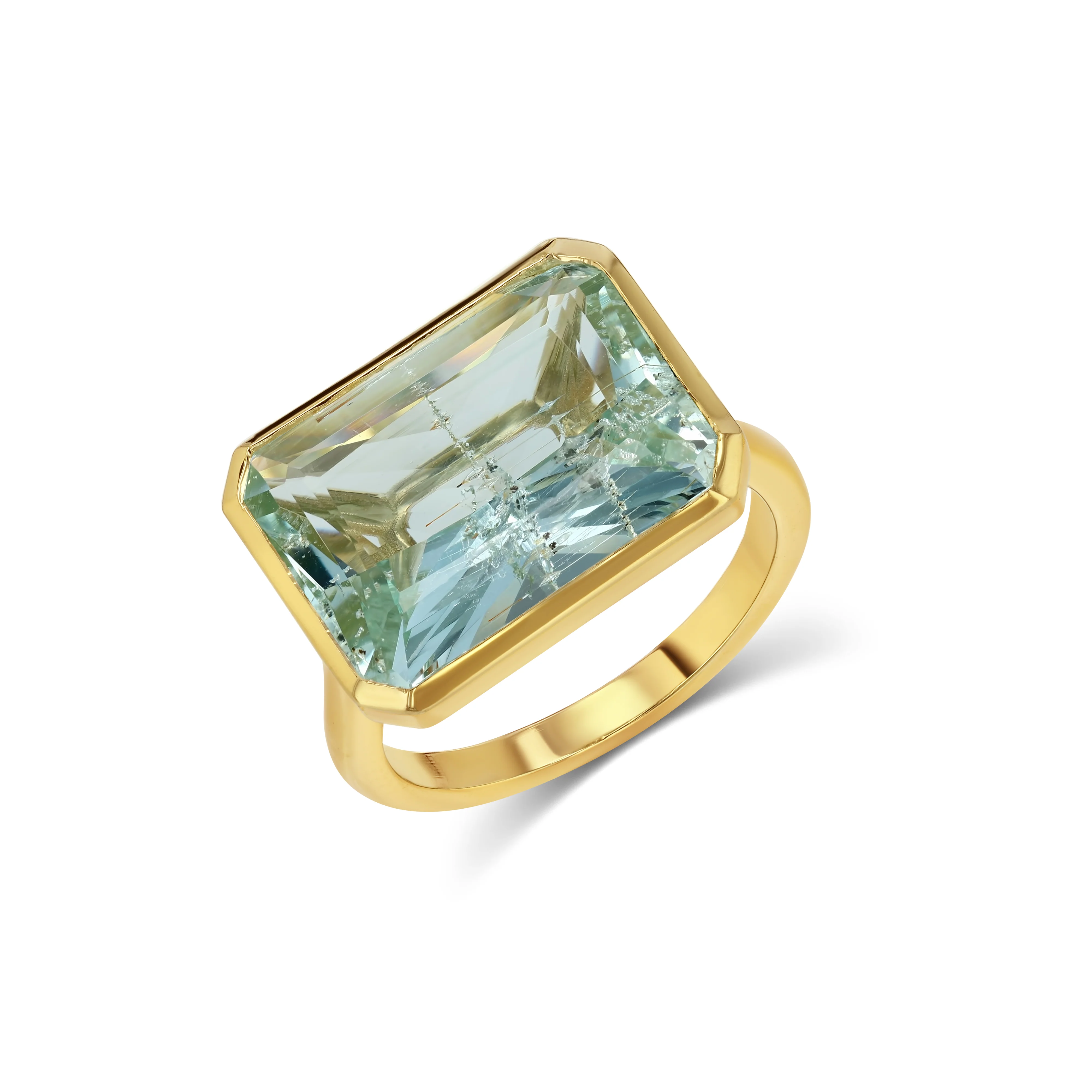 8.80ct Aquamarine Radiant Cut Bezel Ring