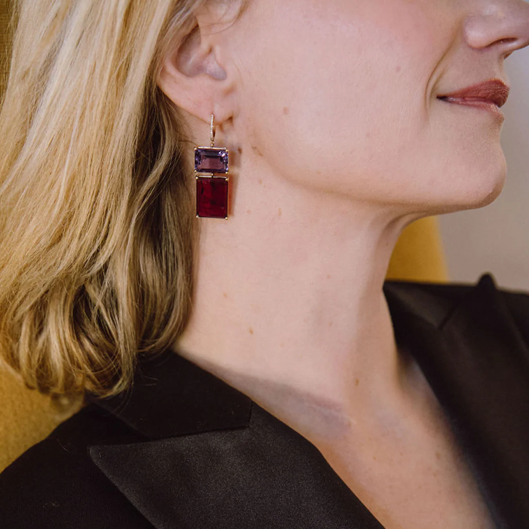 Amethyst & Tourmaline Earrings - Image 4