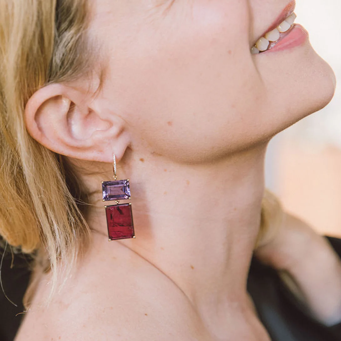 Amethyst & Tourmaline Earrings - Image 5