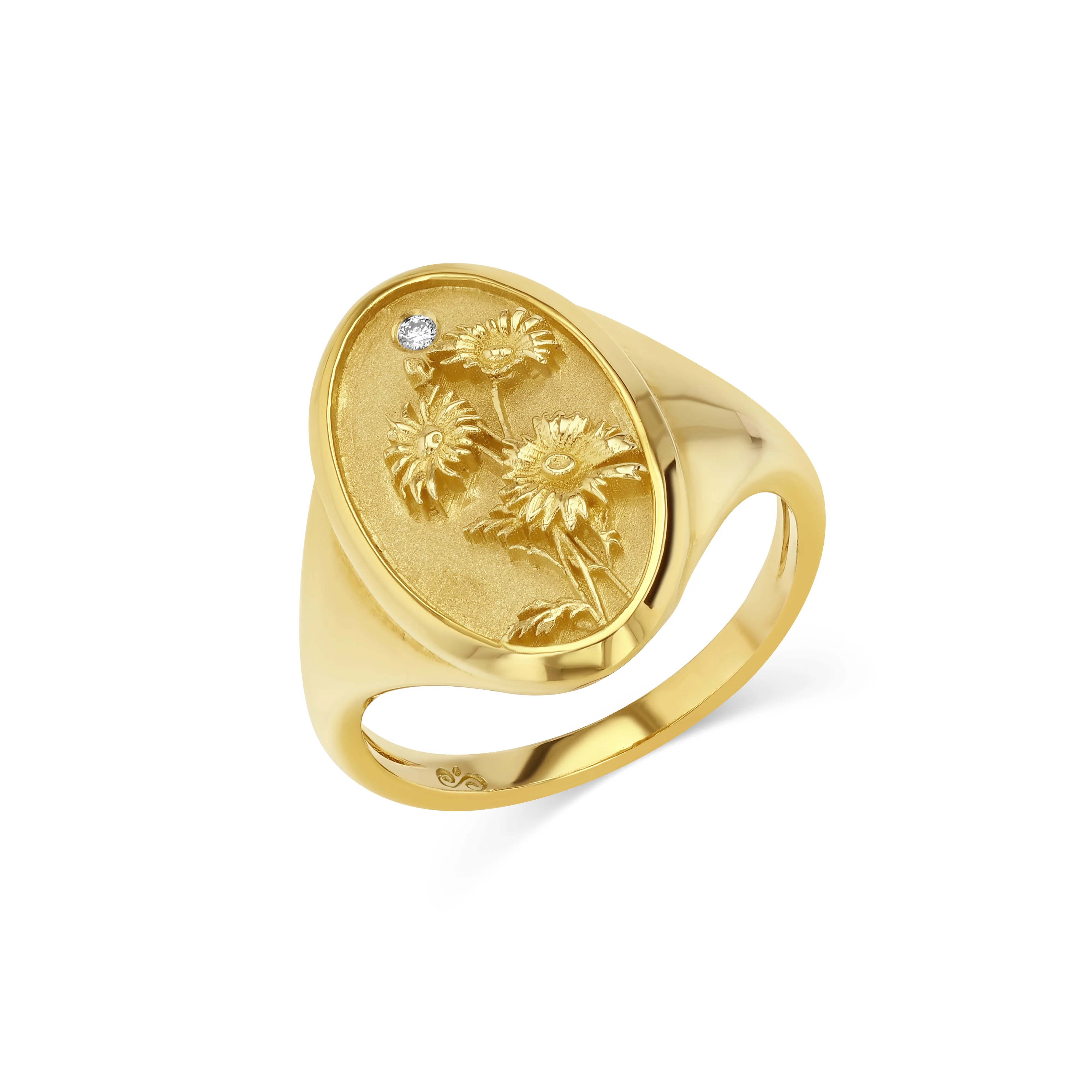 April Birth Flower Signet Ring