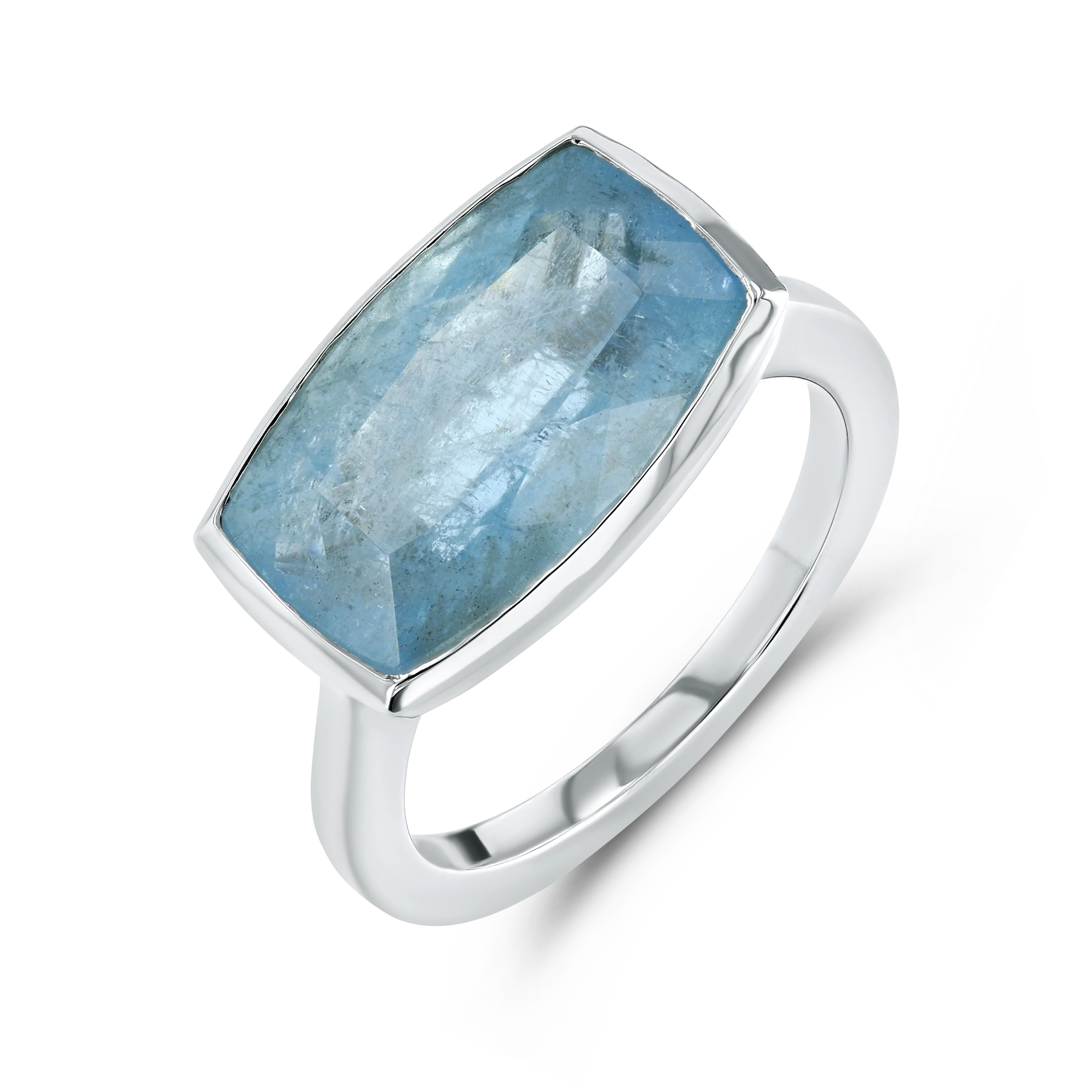 Aquamarine Bezel Set Ring