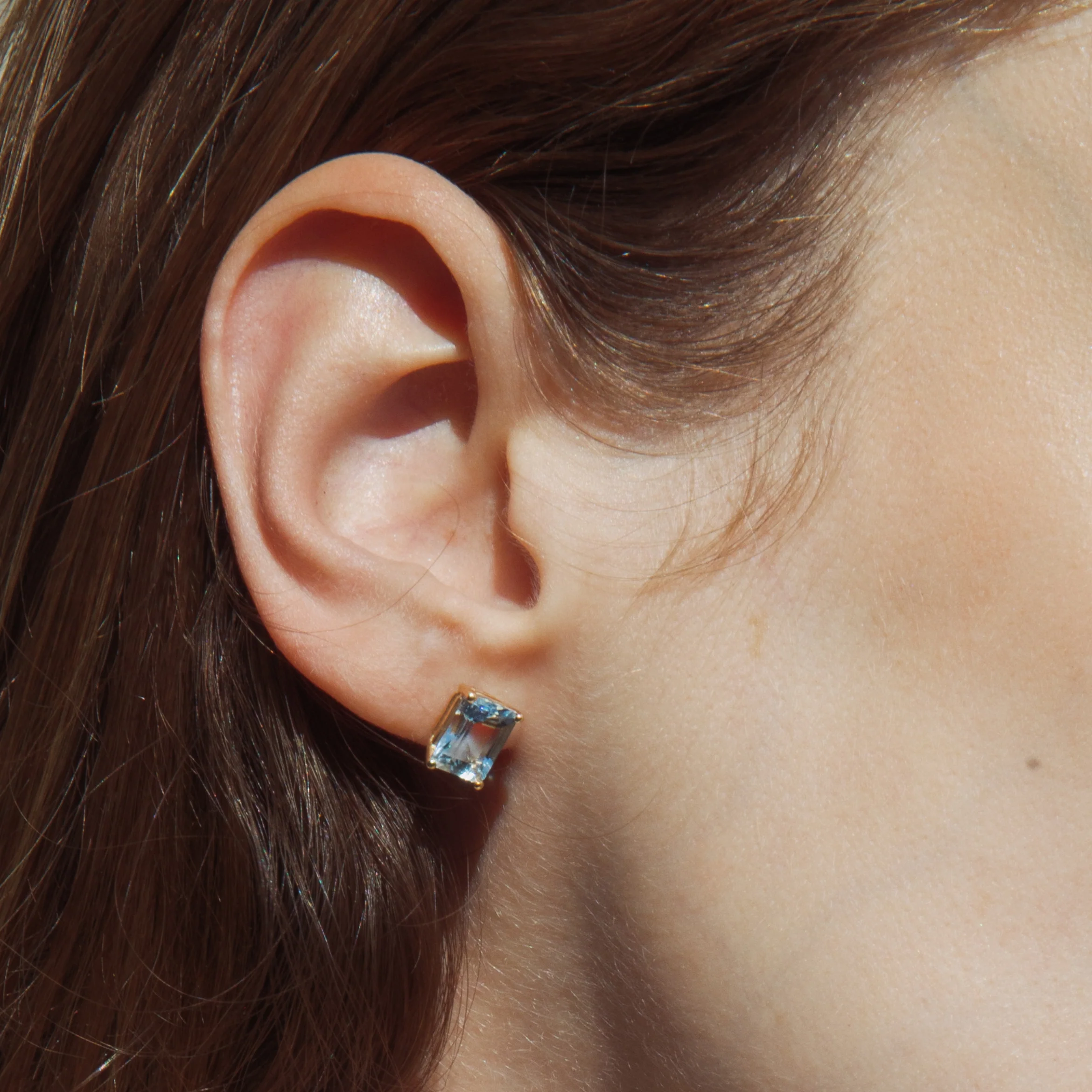 3ct Aquamarine Emerald Cut Earrings - Image 2