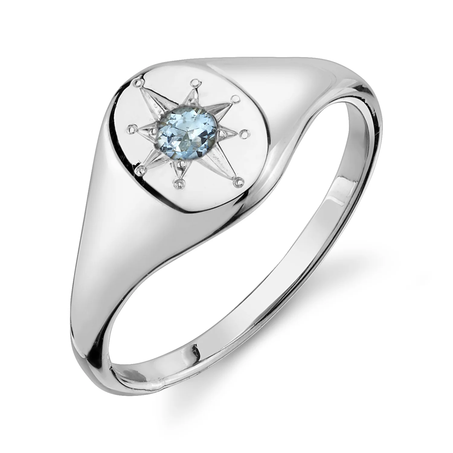 Aquamarine North Star Signet Ring - Image 3