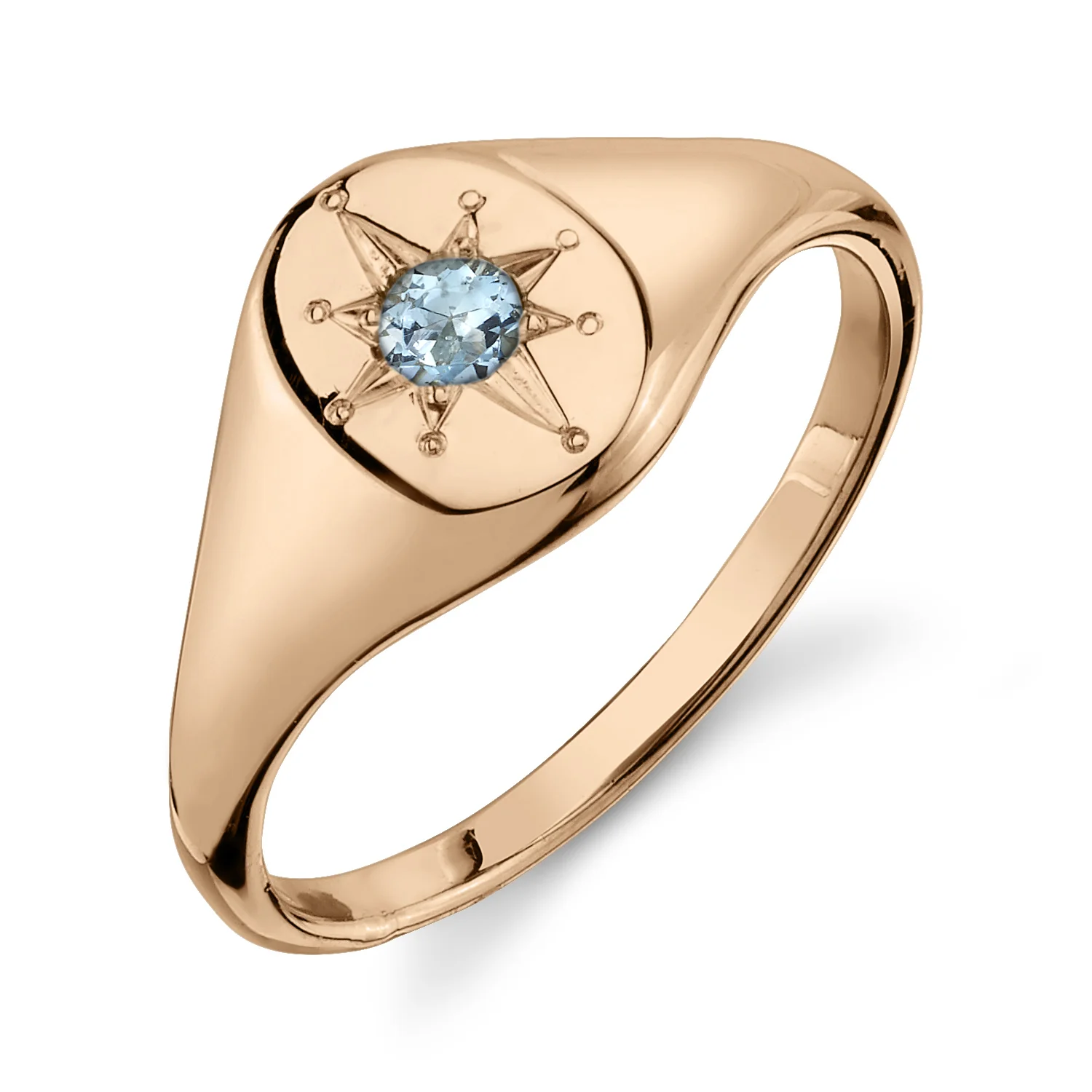 Aquamarine North Star Signet Ring - Image 4