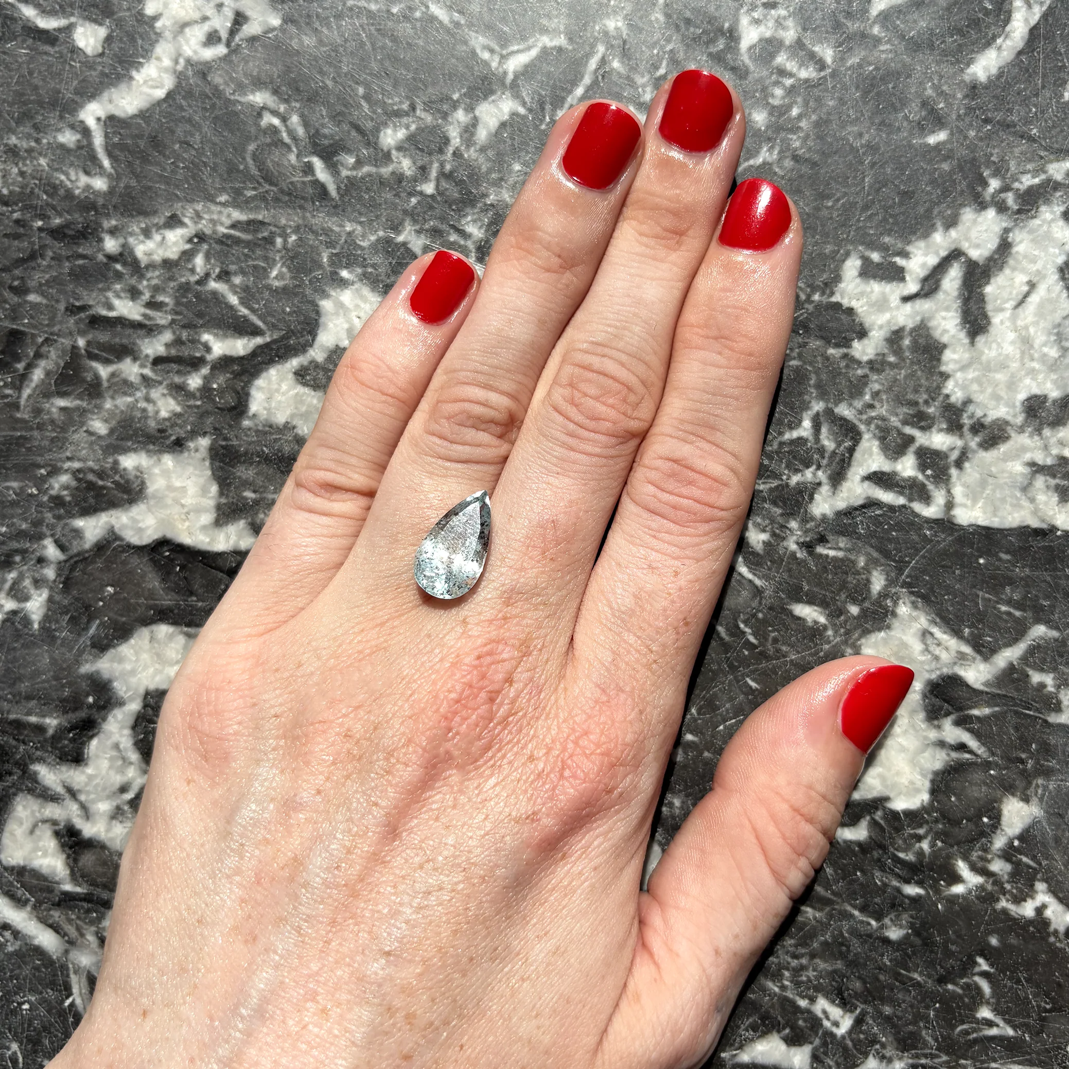 Bespoke 6.02ct Pear Cut Speckled Aquamarine - Image 2