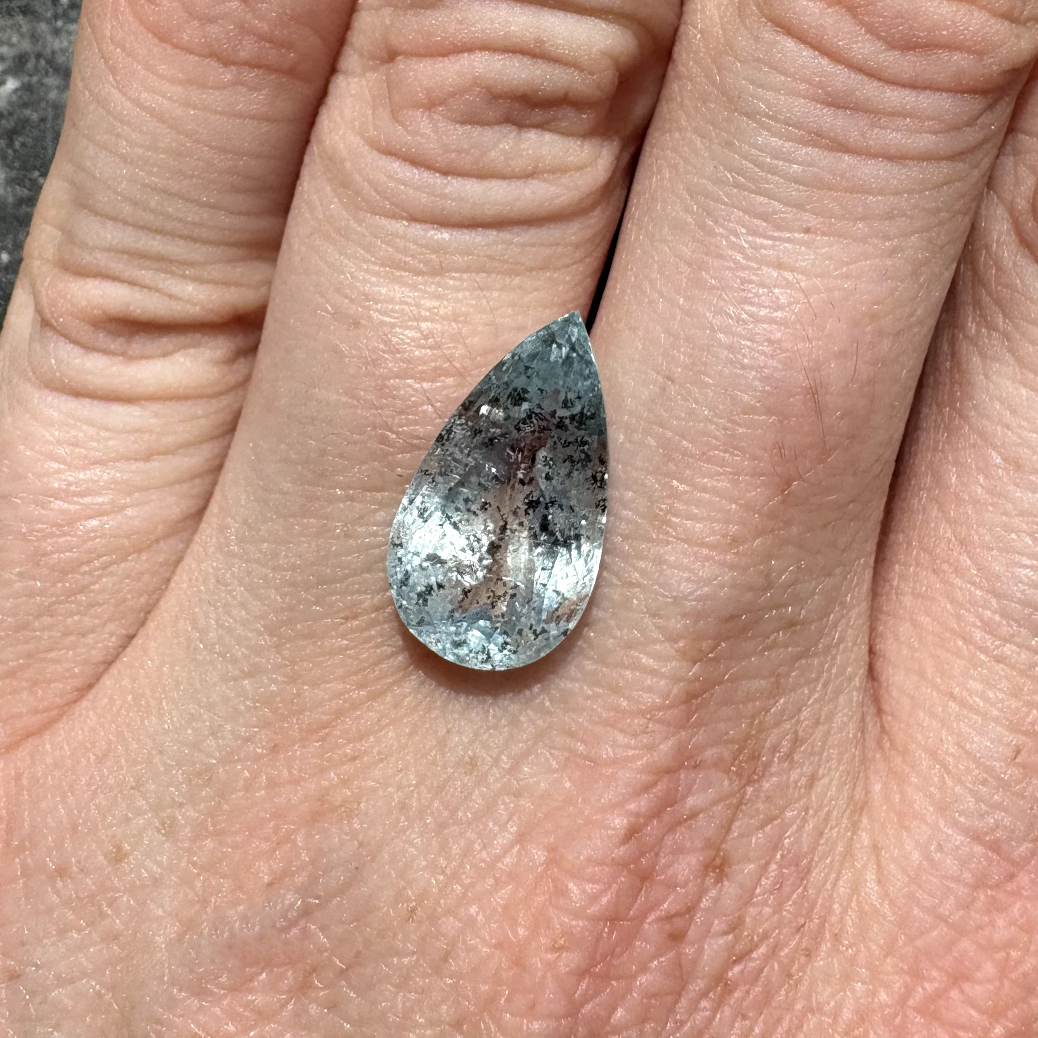Bespoke 6.02ct Pear Cut Speckled Aquamarine - Image 3