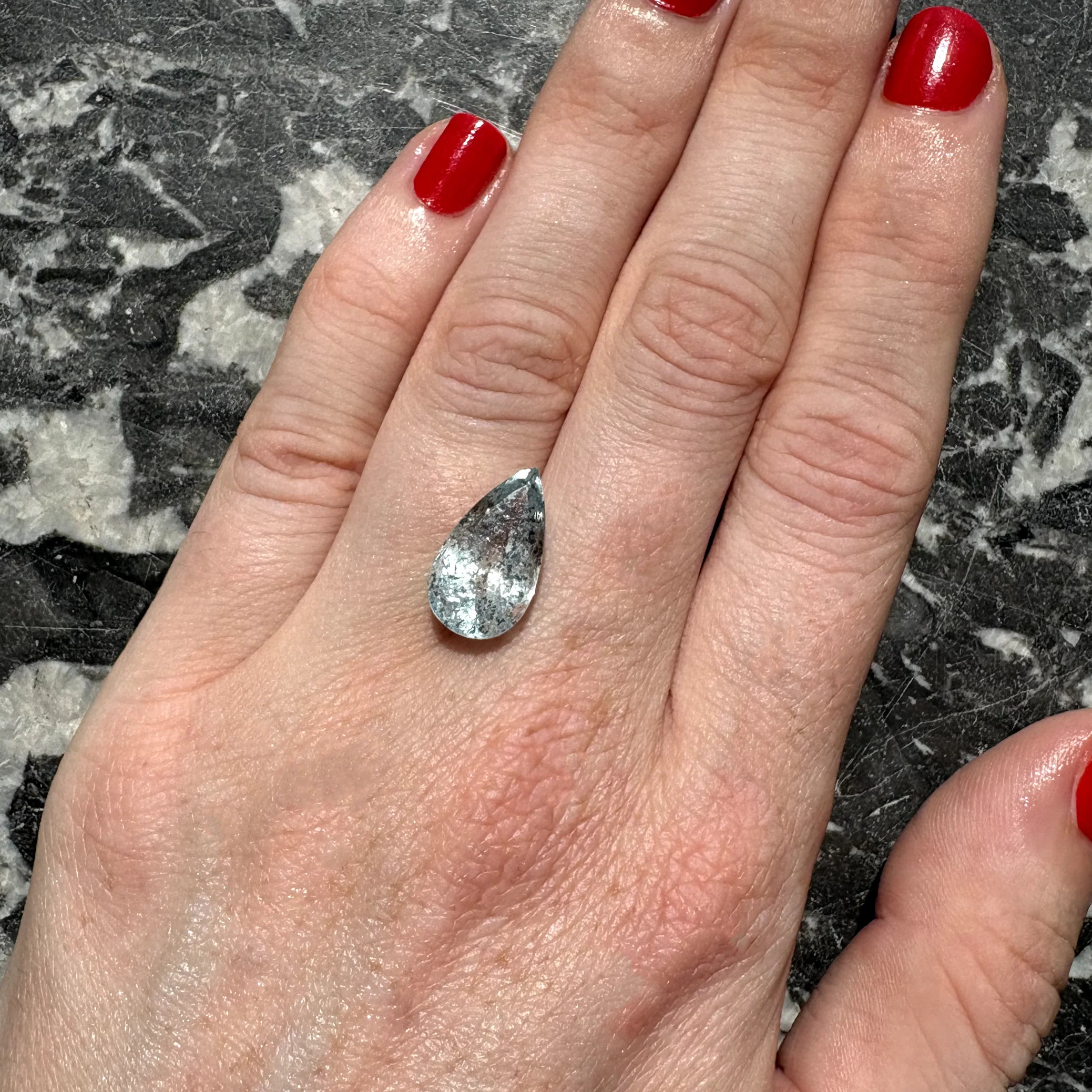 Bespoke 6.02ct Pear Cut Speckled Aquamarine - Image 4