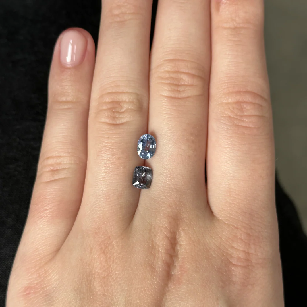 Bespoke Toi et Moi Dark Denim Spinel & Light Blue Sapphire - Image 3