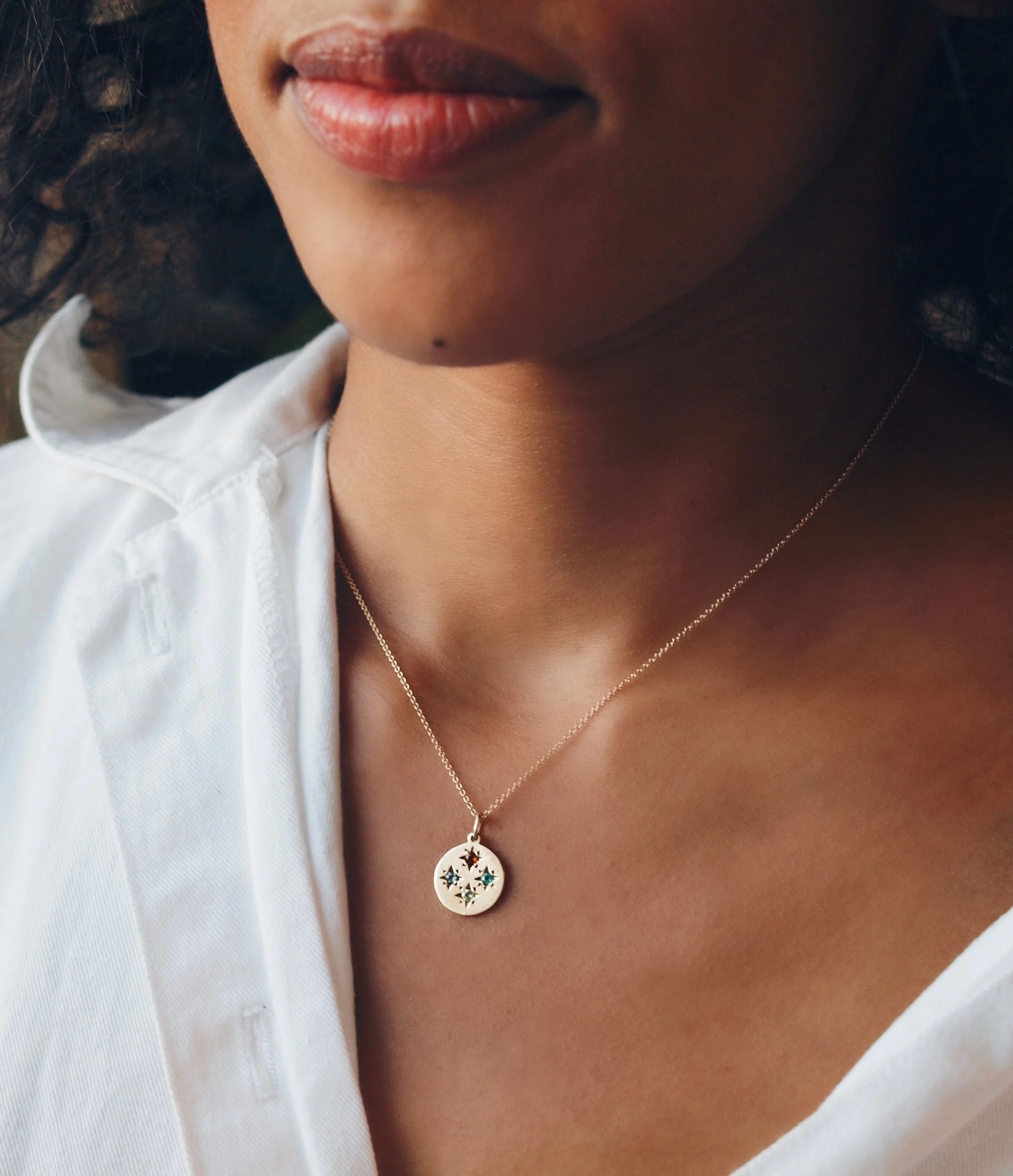 Birthstone Compass Charm 4 Stones - Image 3