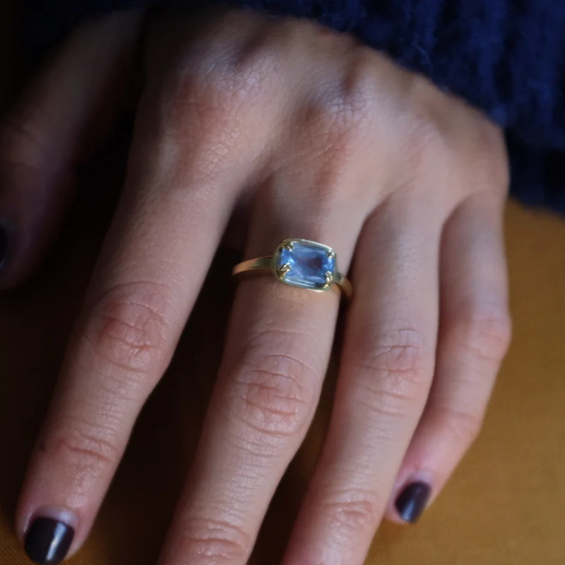 BLUE SAPPHIRE BASKET RING - Image 3