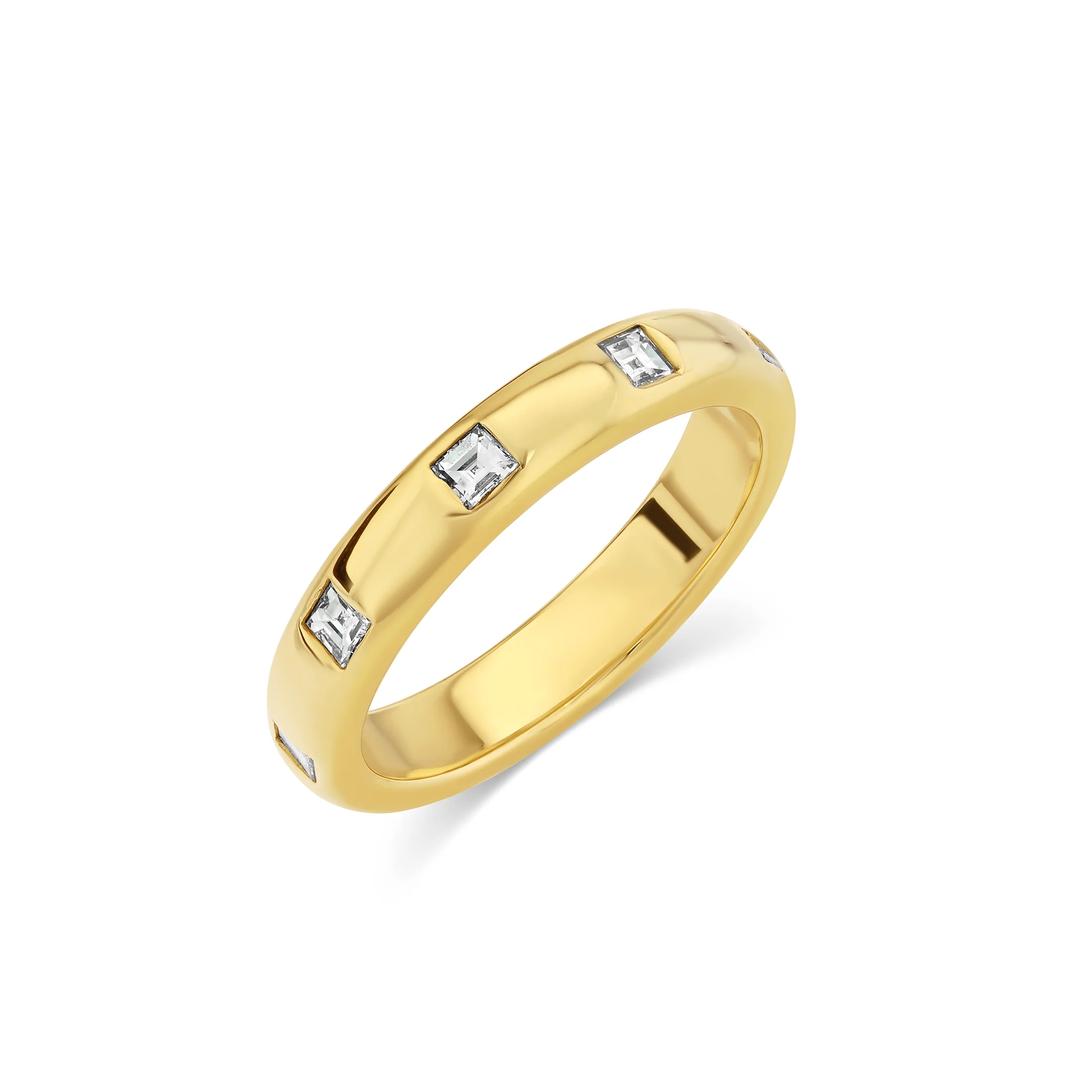 Carre Diamond Flush Set Round Band