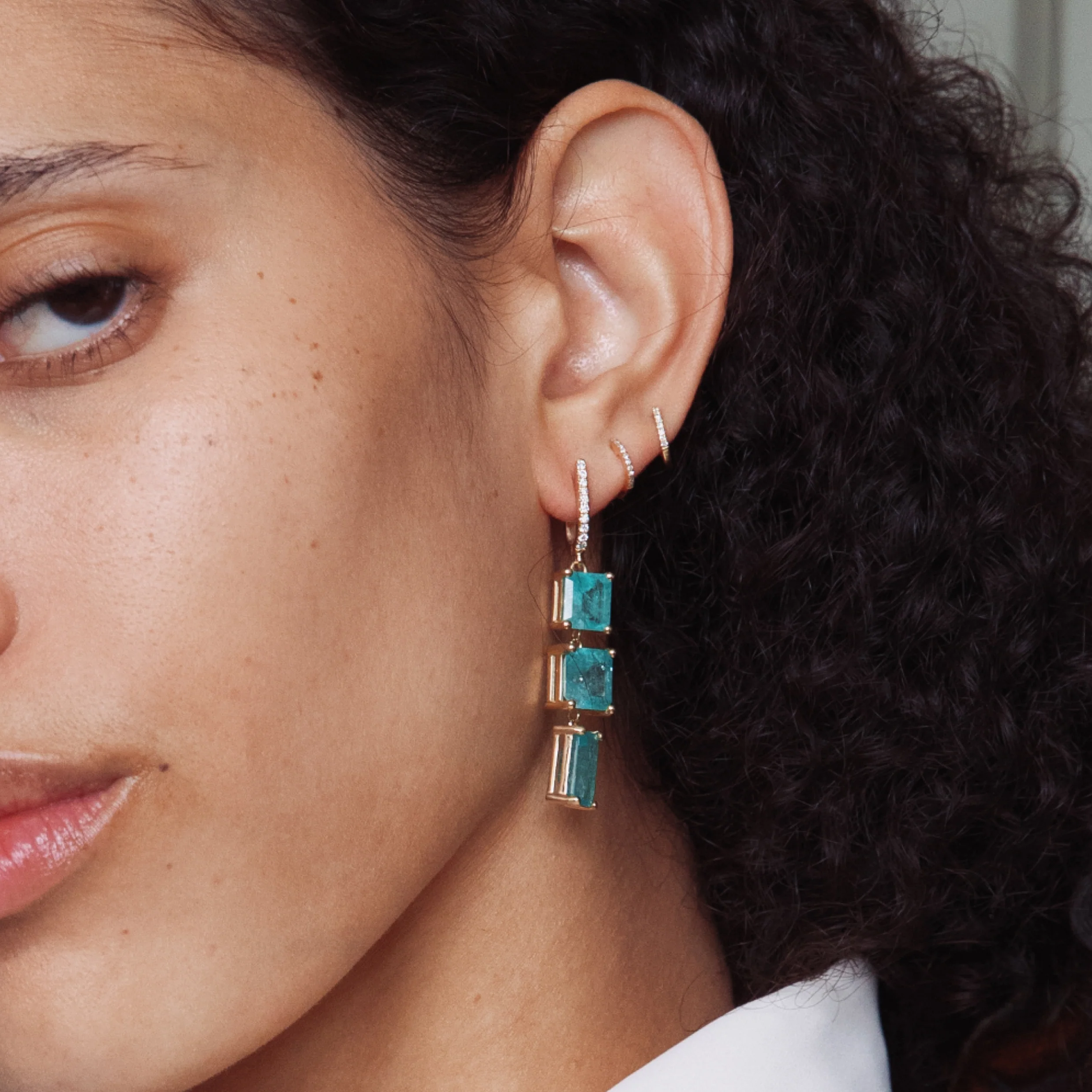 Emerald Cascade Earrings - Image 3