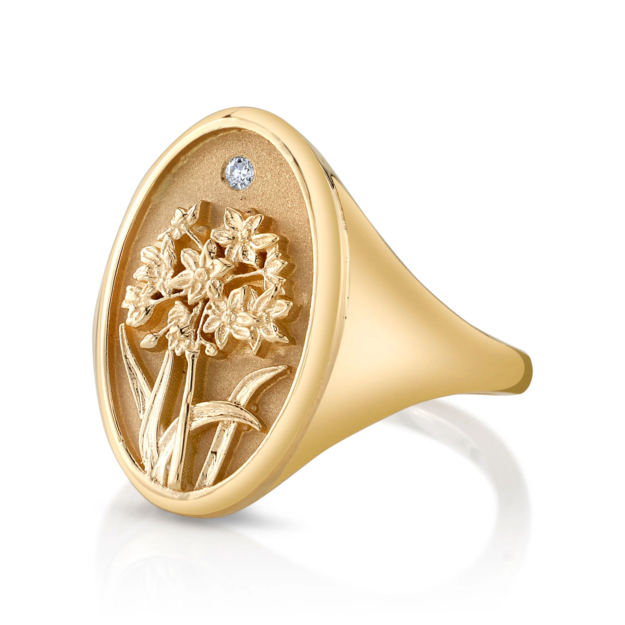 December Birth Flower Signet Ring - Image 3