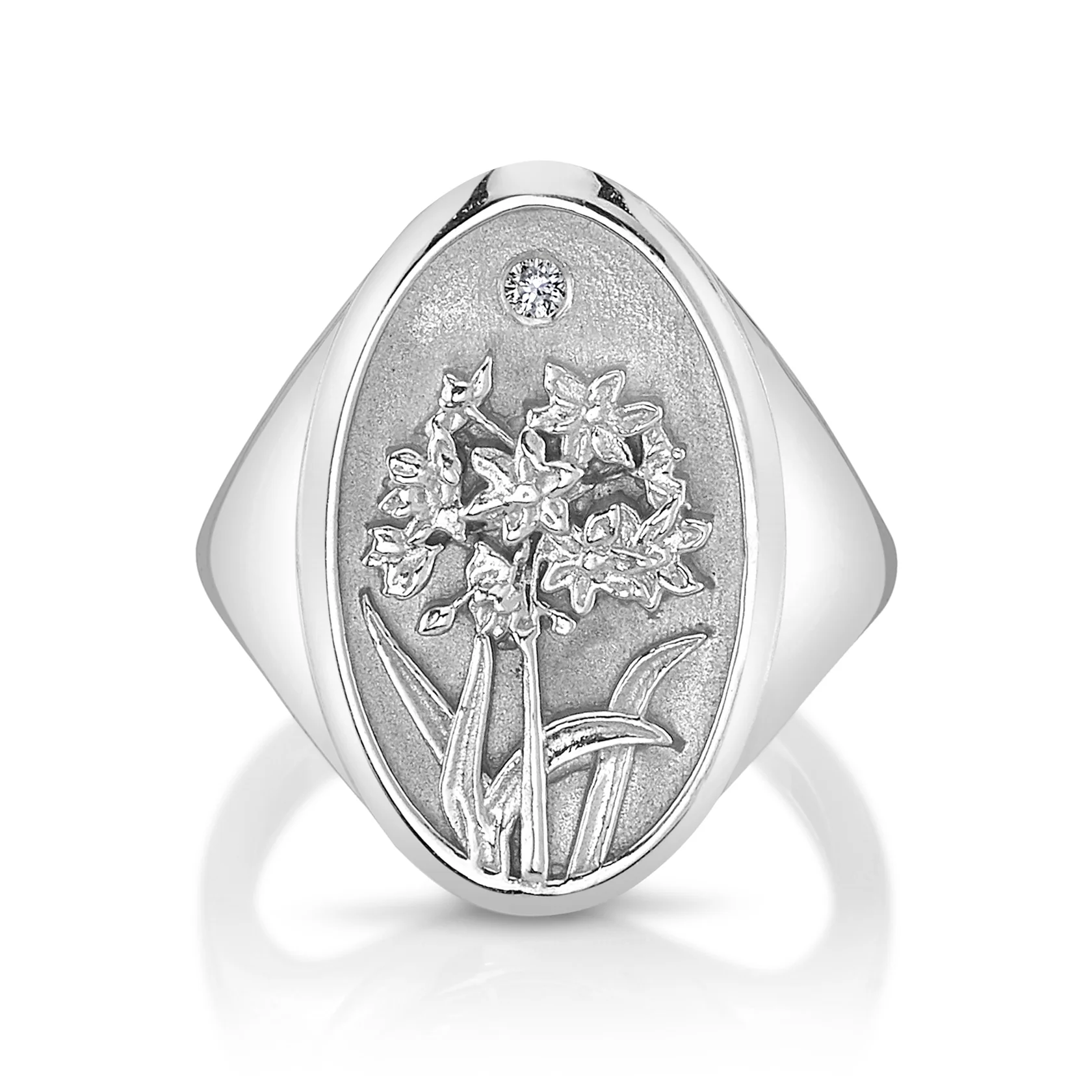 December Birth Flower Signet Ring - Image 5