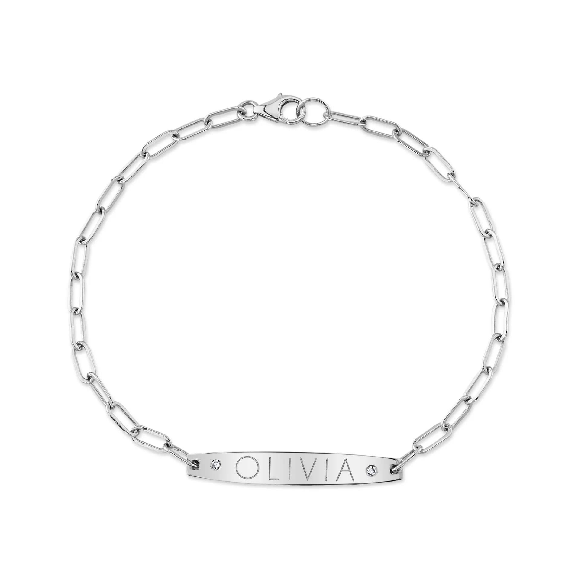 Diamond Custom Engraved ID Bracelet - Image 4