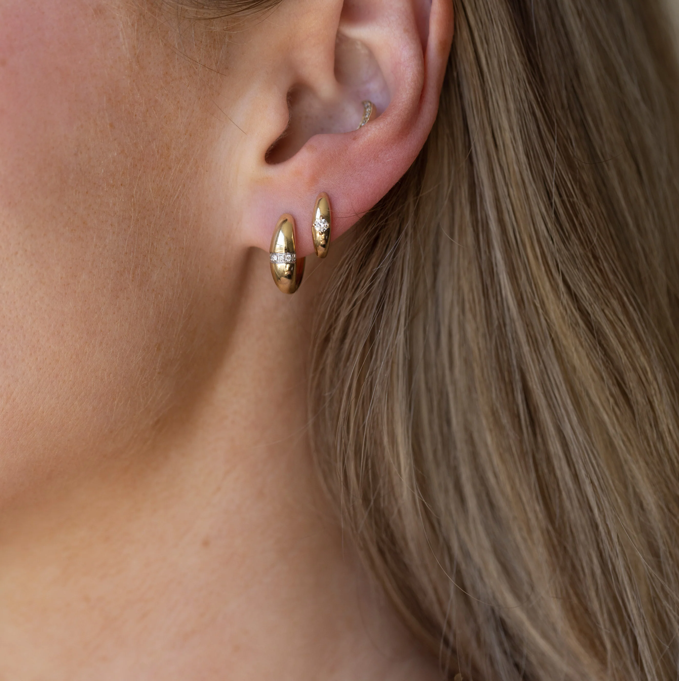 Diamond Line Dome Hoops - Image 3
