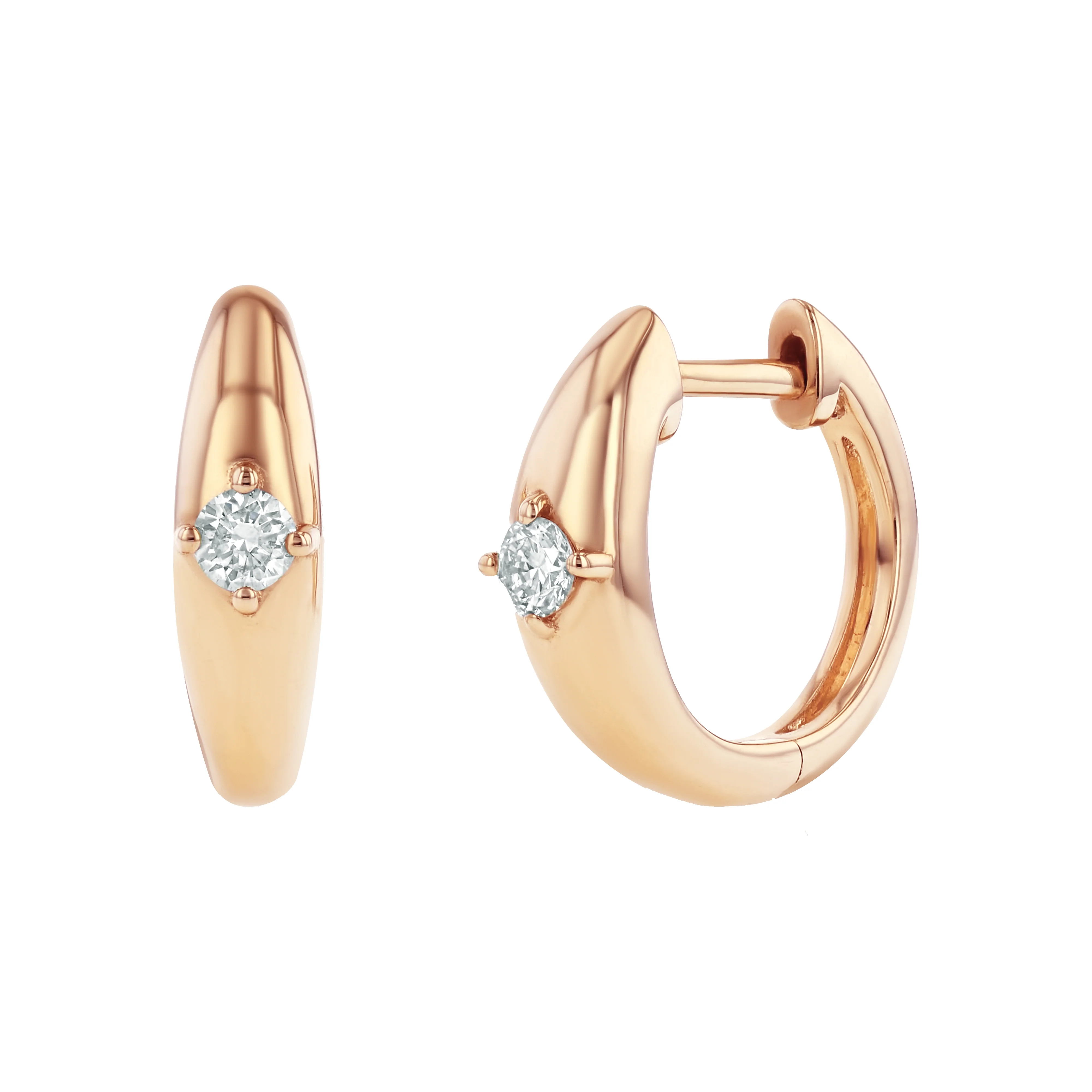 Solitaire Diamond Dome Hoops - Image 3