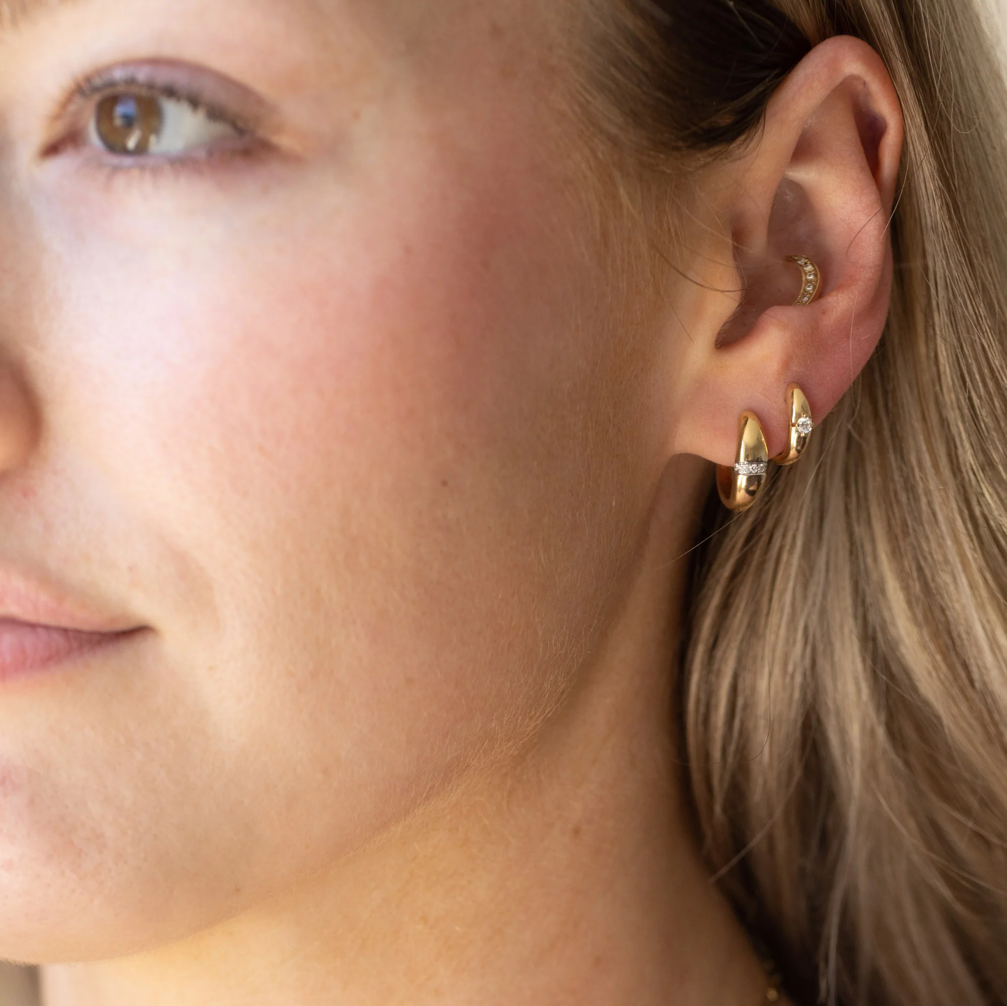 Solitaire Diamond Dome Hoops - Image 4