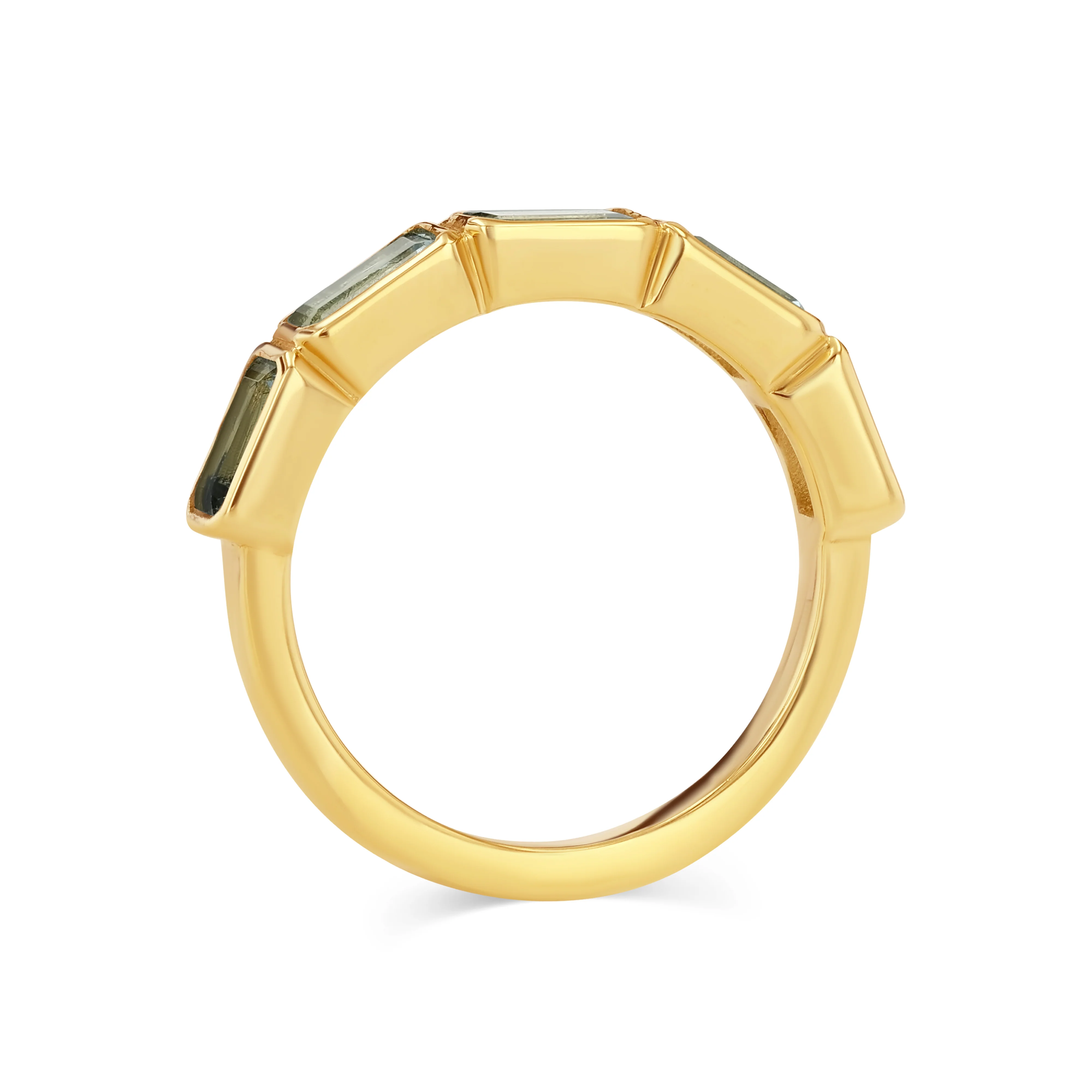 Aquamarine Emerald Cut Bezel Set Band - Image 3