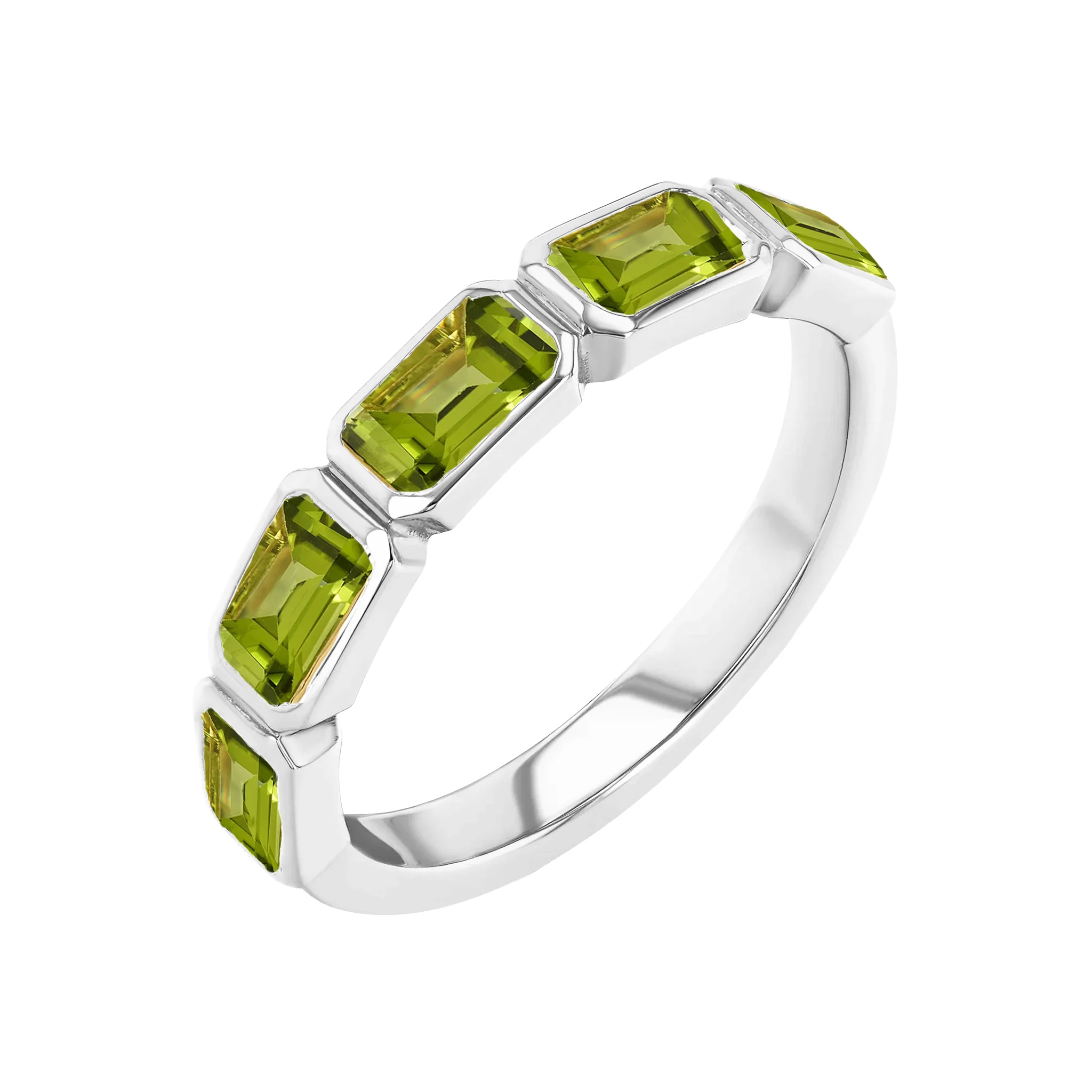 Peridot Emerald Cut Bezel Set Band - Image 4