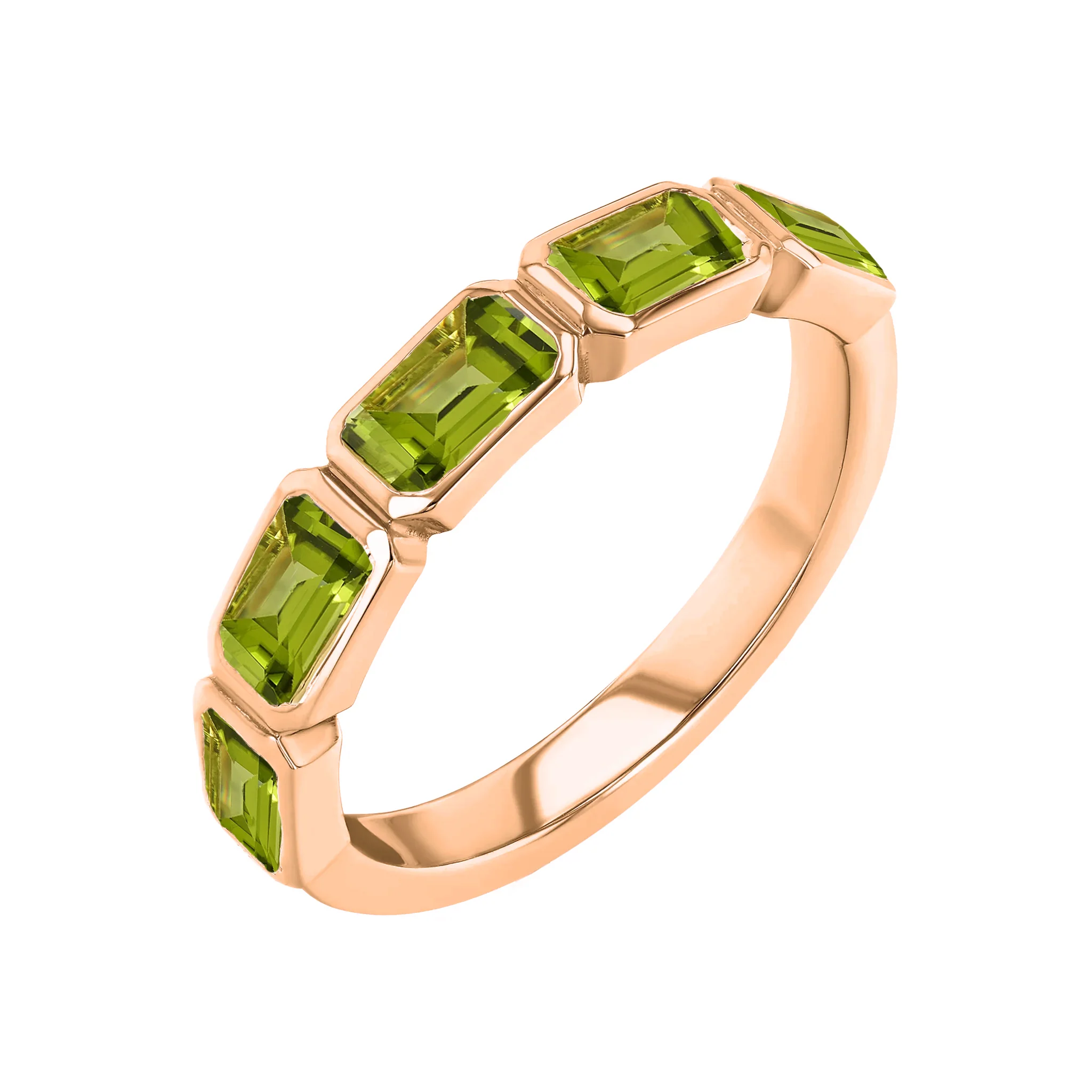 Peridot Emerald Cut Bezel Set Band - Image 5