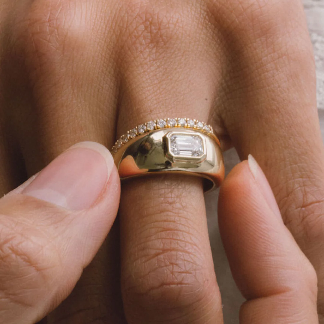 EMERALD CUT DIAMOND BEZEL CLOUD RING - Image 3