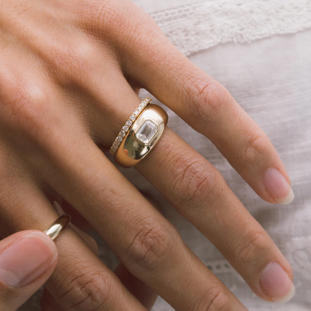 EMERALD CUT DIAMOND BEZEL CLOUD RING - Image 5