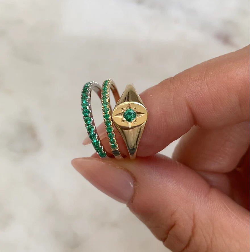 Emerald Pavé Ring - Image 2