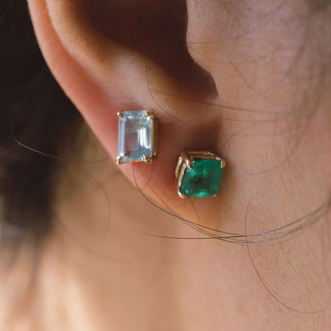 MUZO EMERALD PRONG SET EARRINGS - Image 3