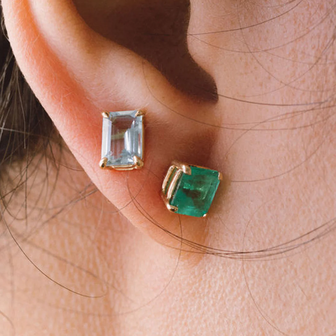 MUZO EMERALD PRONG SET EARRINGS - Image 4