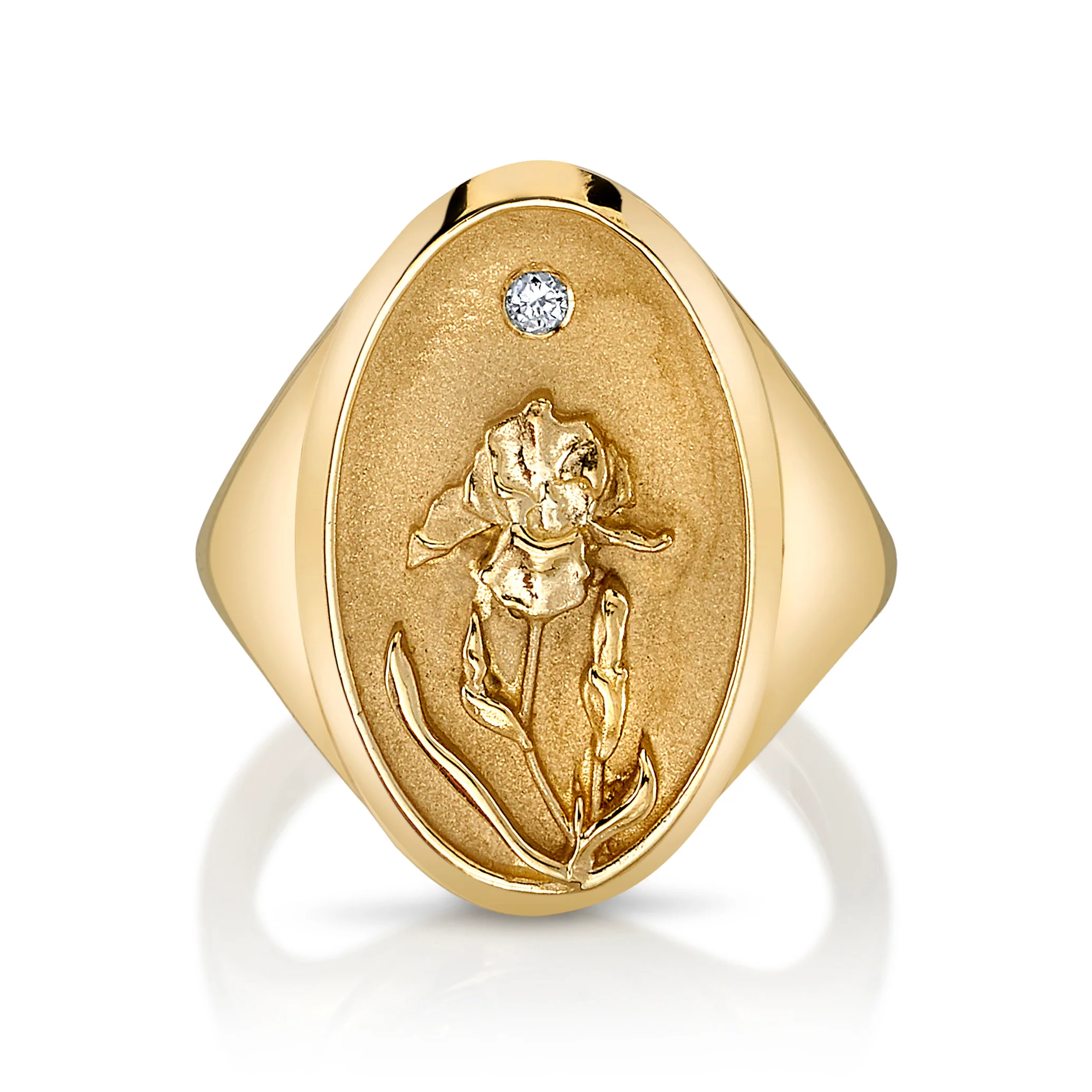 February Birth Flower Signet Ring