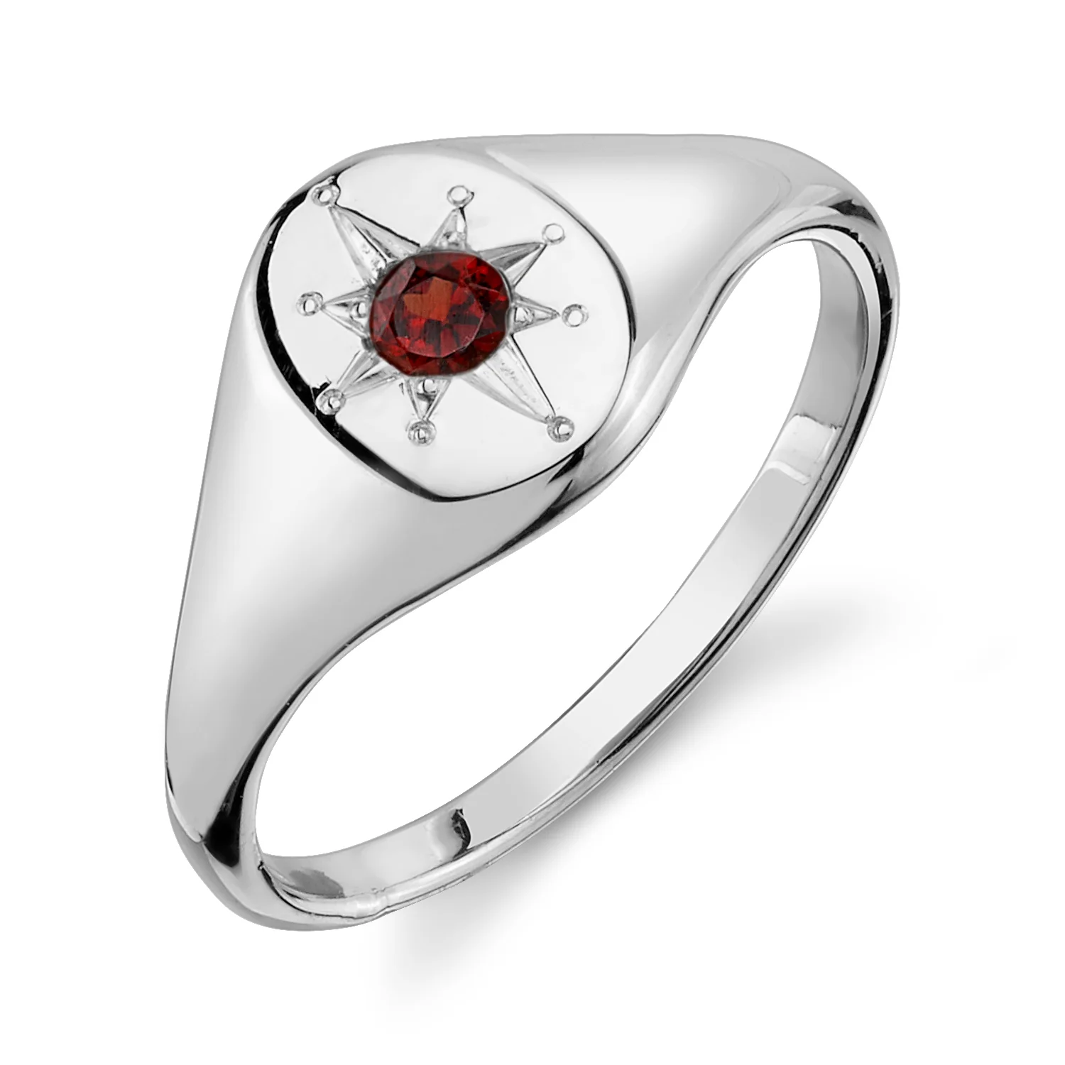 Garnet North Star Signet Ring - Image 3