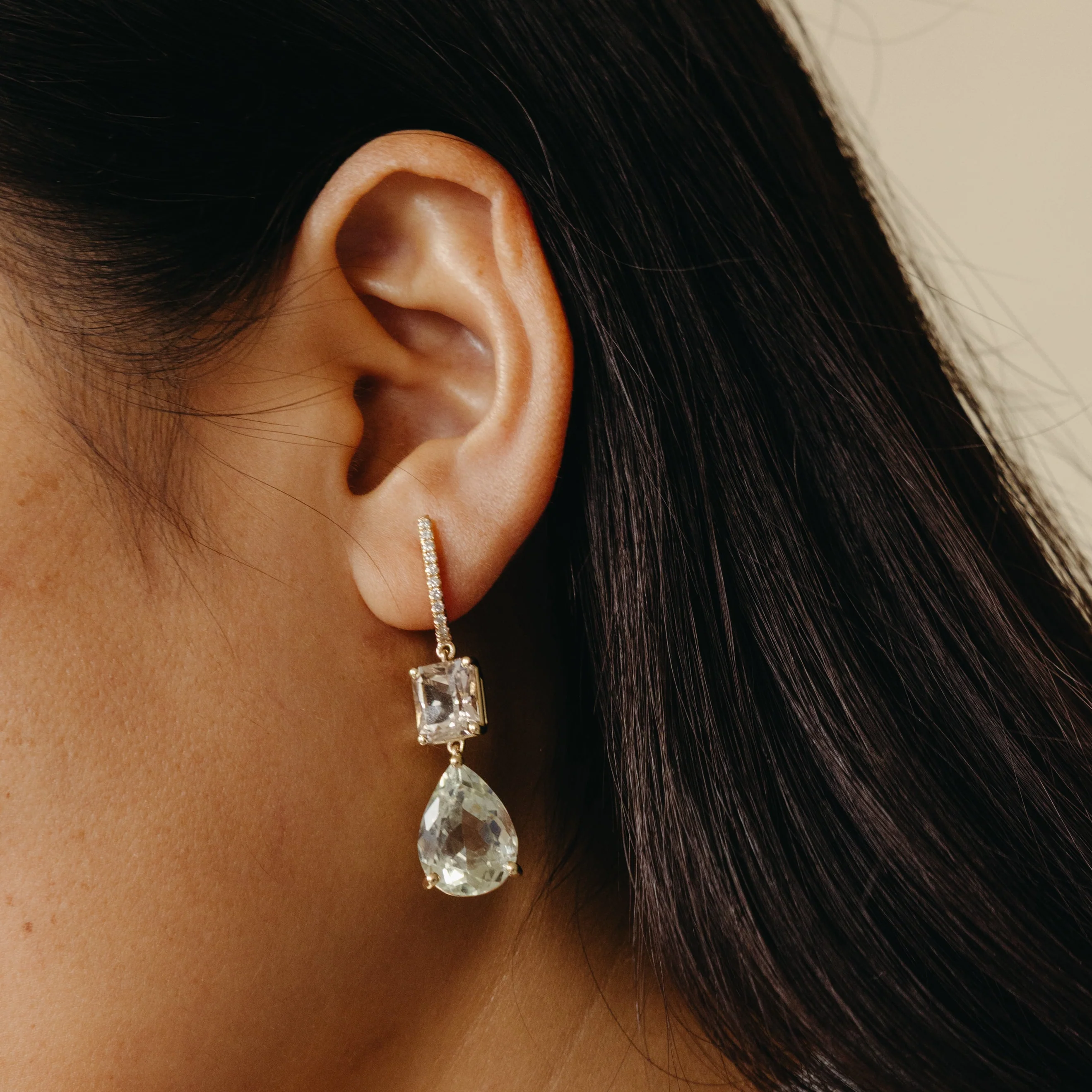 Green Amethyst & Topaz Drop Earrings - Image 3