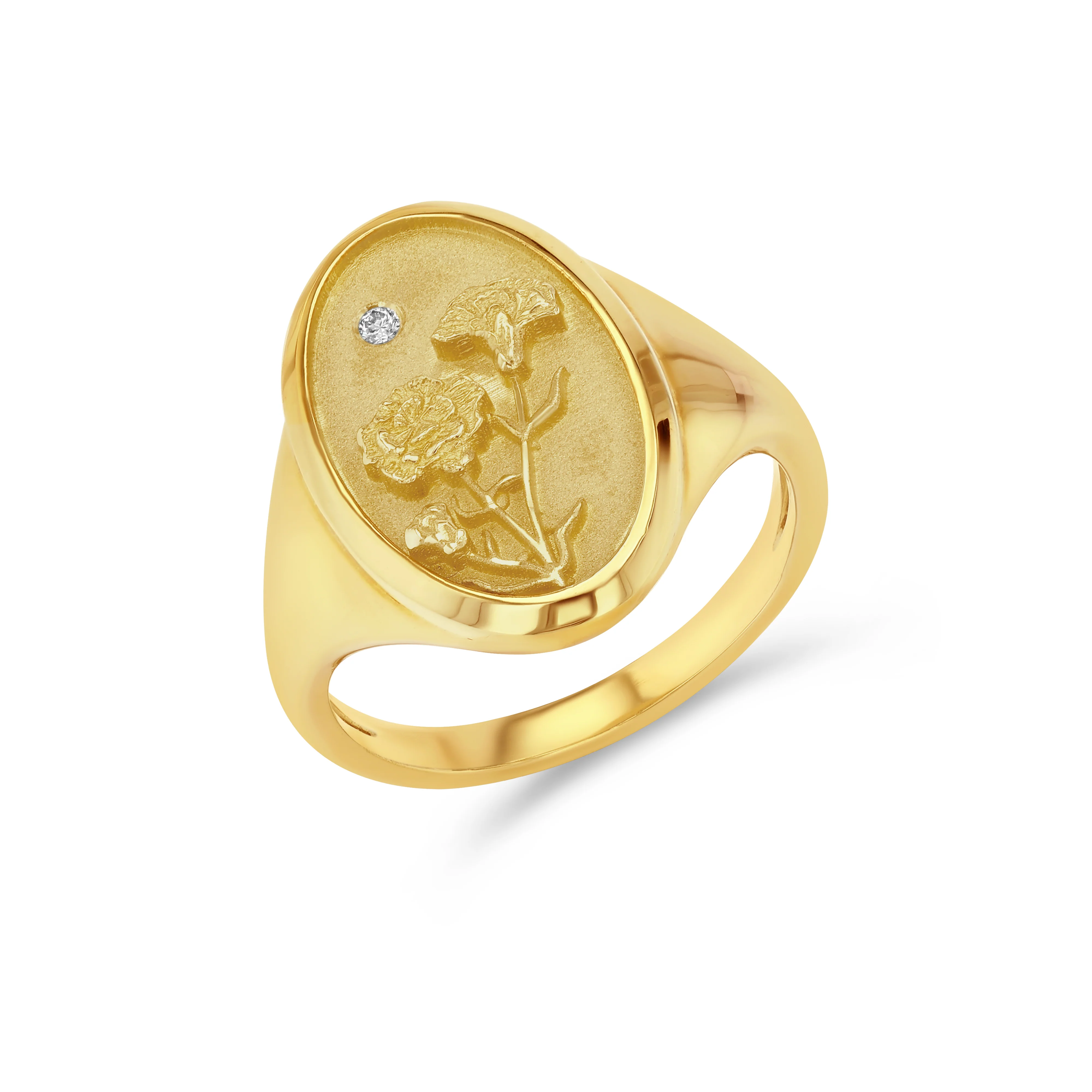 January Birth Flower Signet Ring