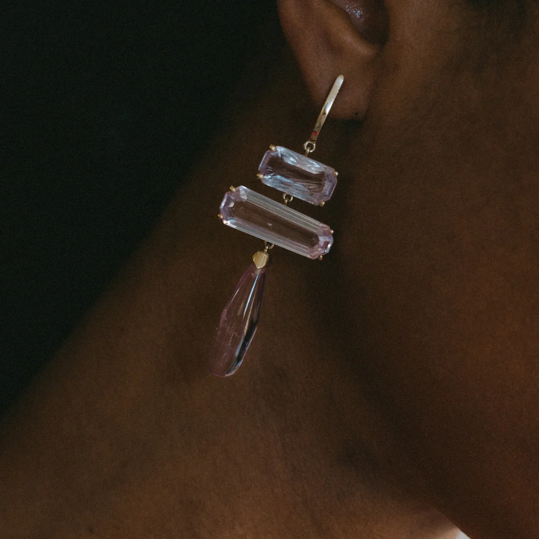 Kunzite Triple Drop Earrings - Image 4